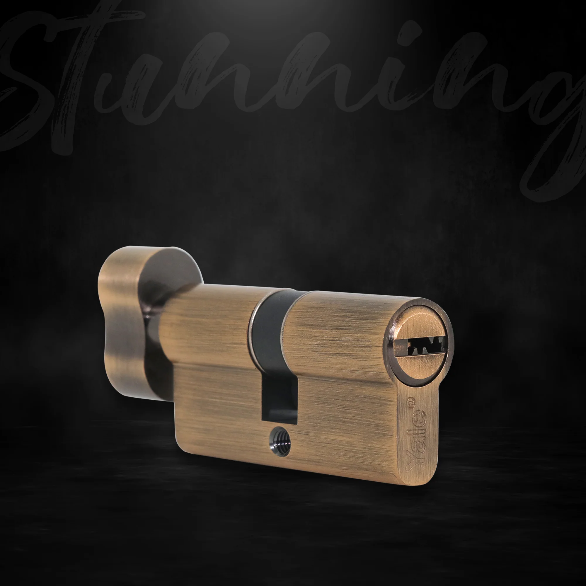 60 MM TT AB DK-S Cylinder with Inside Thumbturn,  AB,Dimpled Key - Image 2