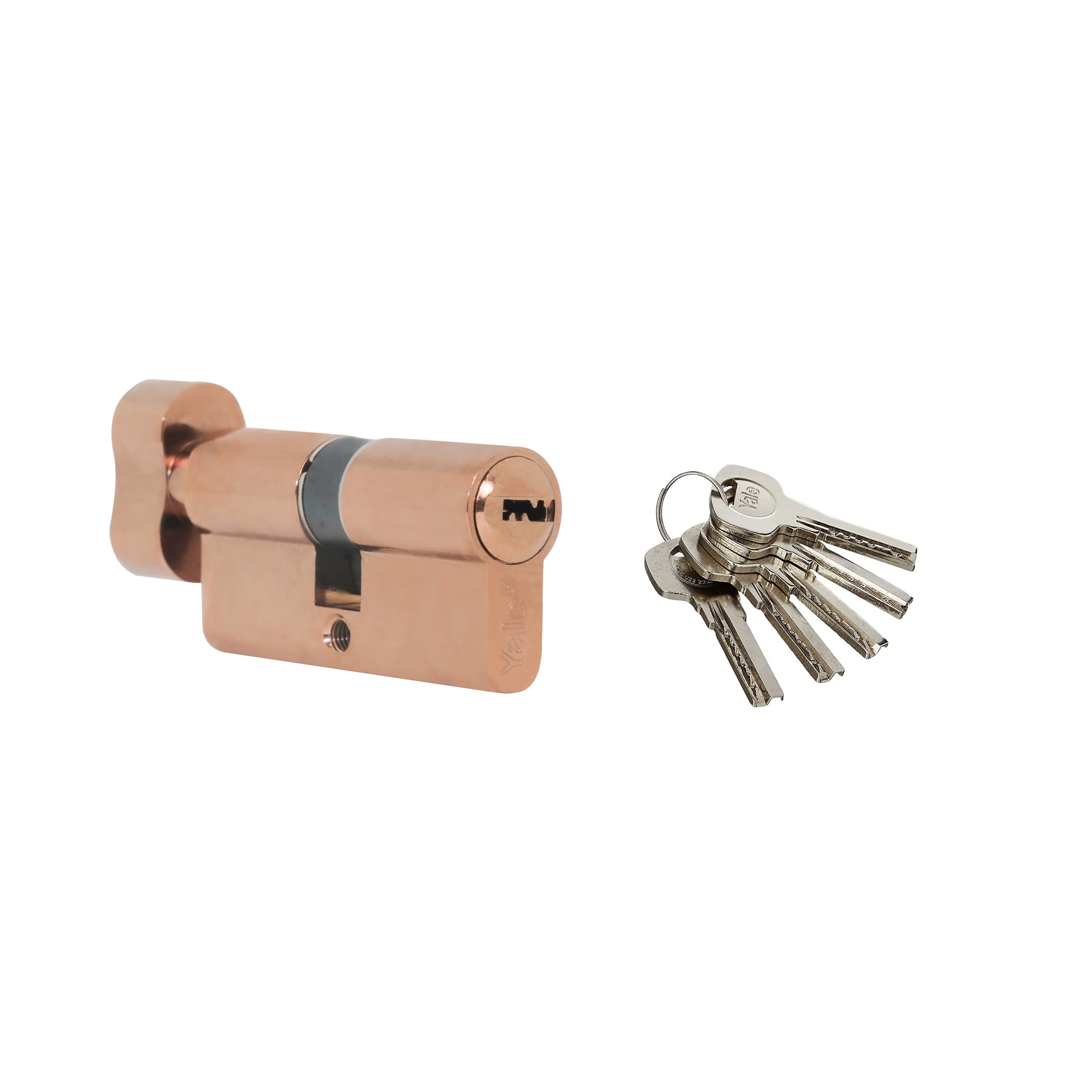 60 MM TT PRG DK-S Cylinder with Inside Thumbturn, PVD Rose Gold ,Dimpled Key - Image 6