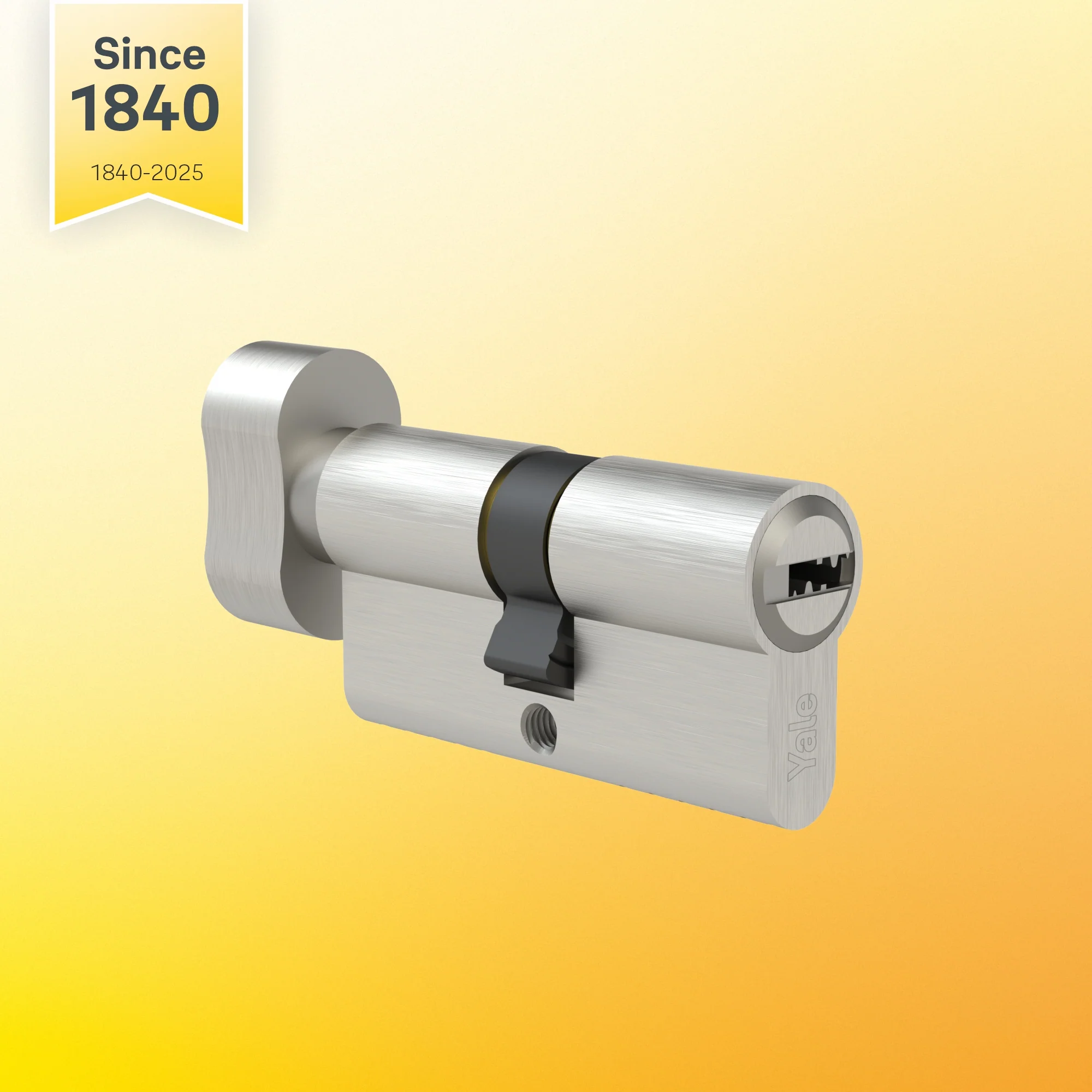 Yale Cylinder (70 MM TT SN DK-S) with Inside Thumb turn, Satin Nickel, Dimple Keys (5nos.)
