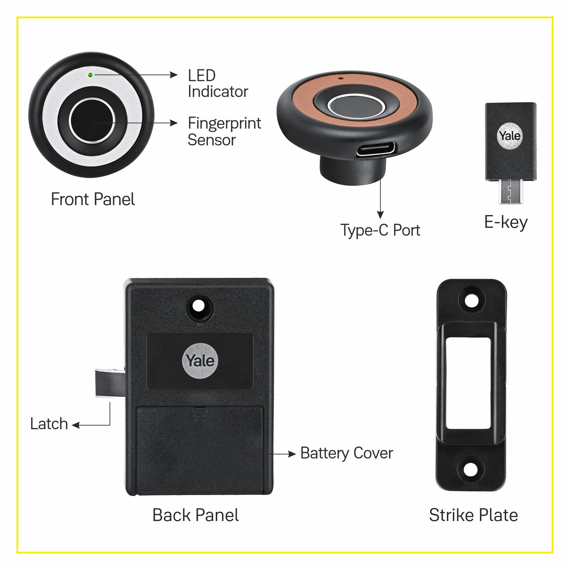 Biometric Smart Premium Furniture Lock - Black - Image 6
