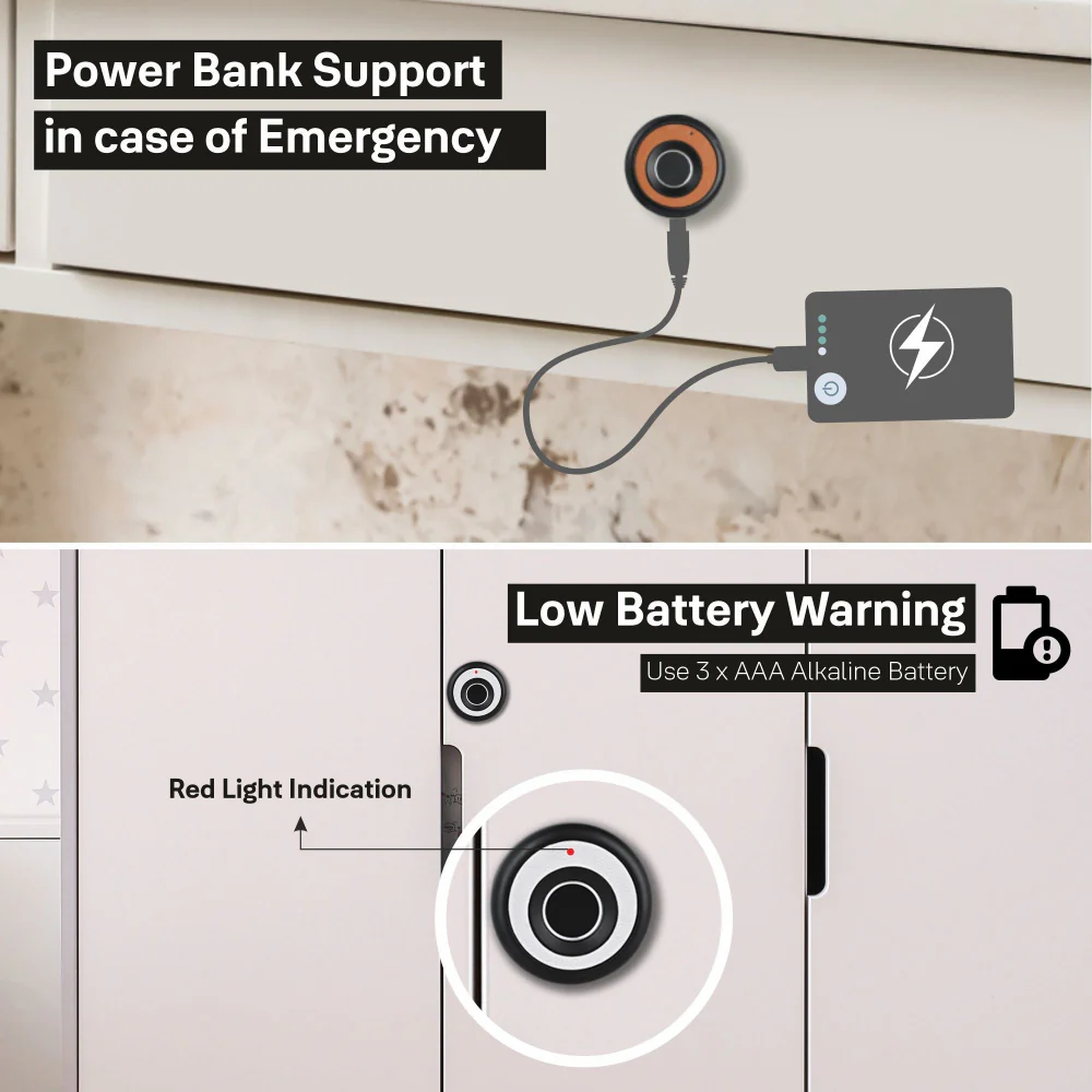 Biometric Smart Premium Furniture Lock - Ivory - Image 8