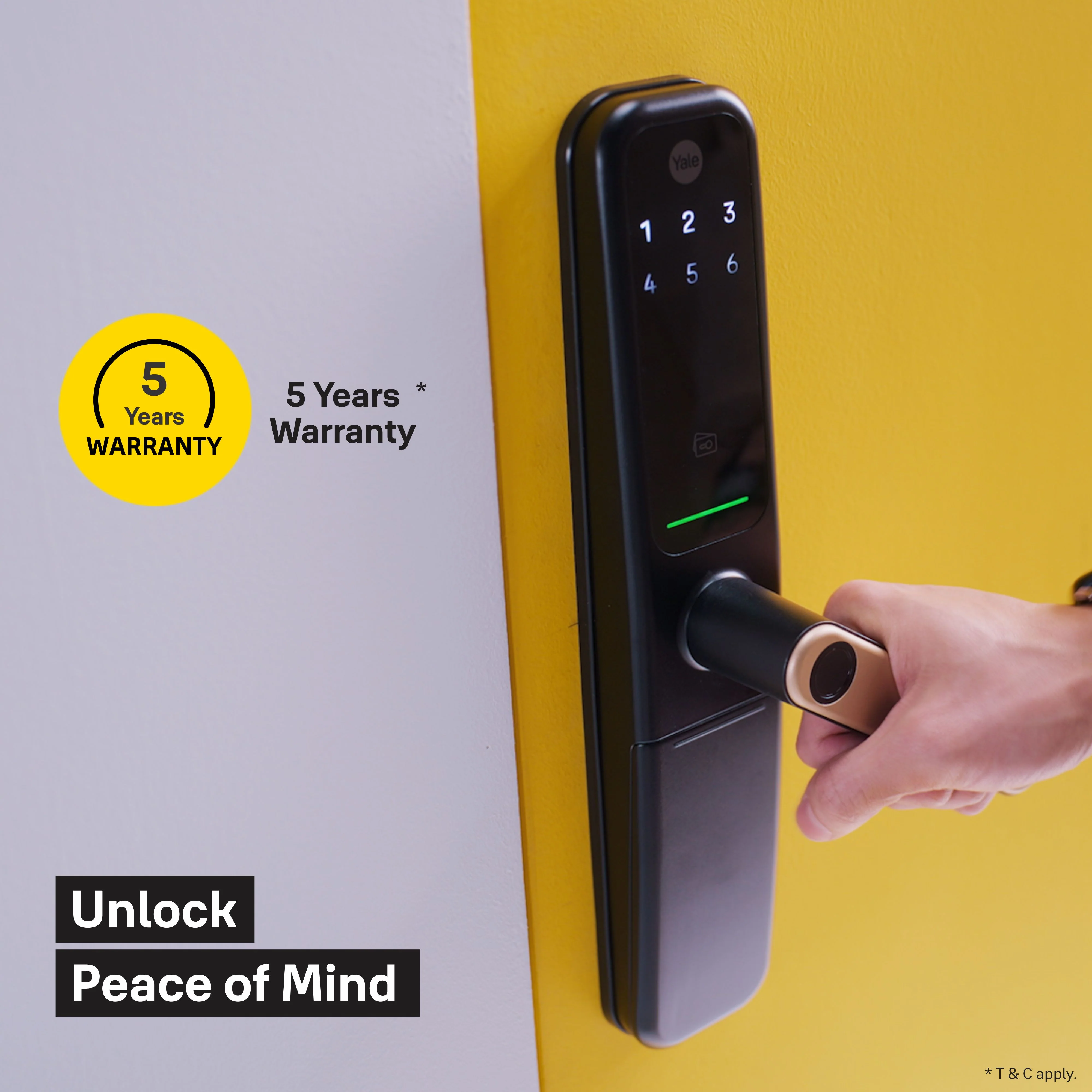 ByYou Mortise Smart Door Lock with 5 Way Unlocking Fingerprints, In-built Bluetooth, PIN Code, RFID Tag, Manual Key (Black/Gold) - Image 8