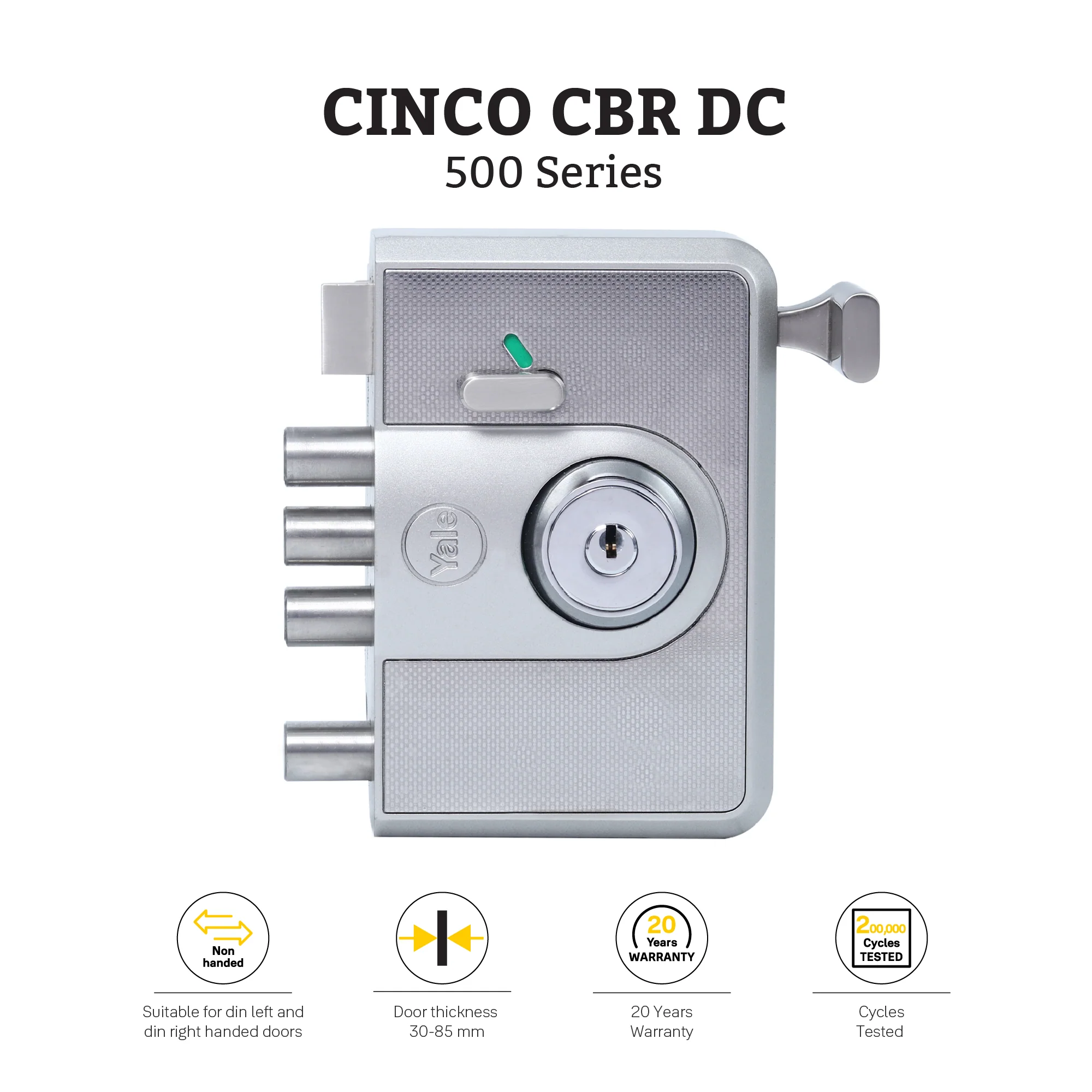 CBR-Cinco 500,Latch & DeadBolt Main Door Lock, Both Side Keys, Silver - Image 3