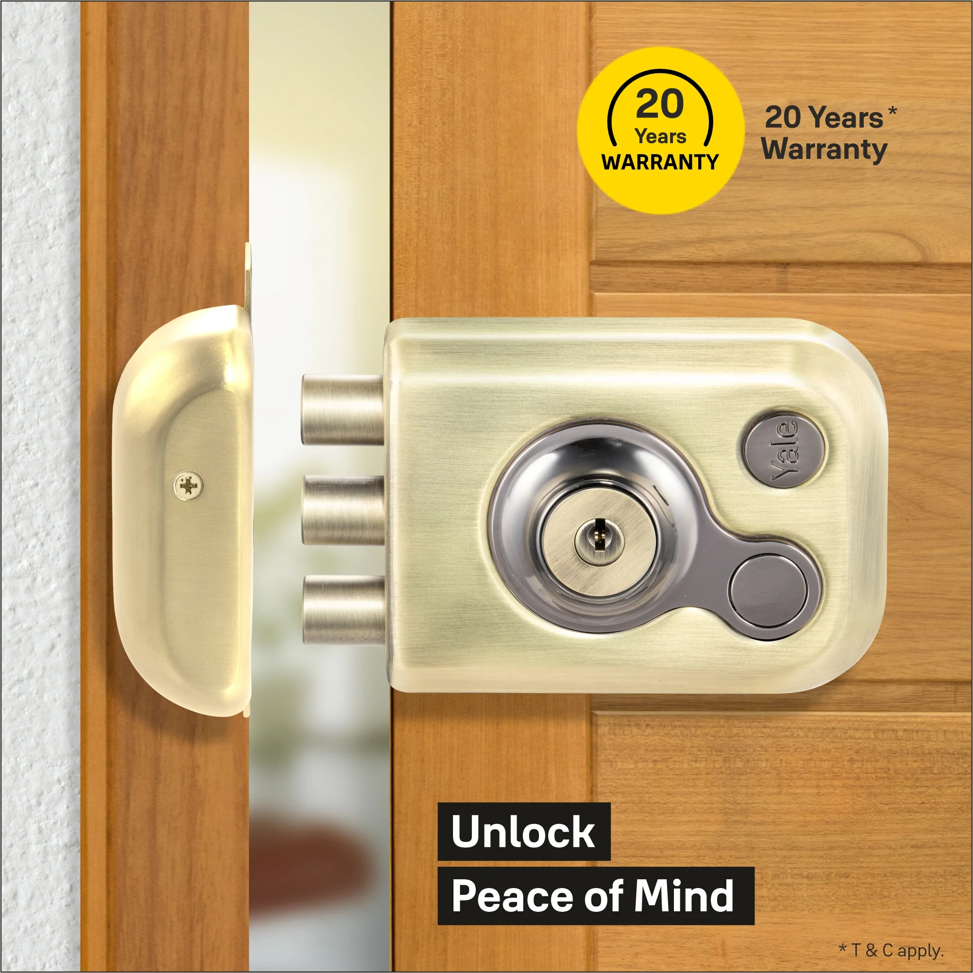 Yale Kratos KRT-3B-DC-ABM/BN, 3 Deadbolt RIM Lock for main doors with both side keys in ABM/BN Finish - Image 3