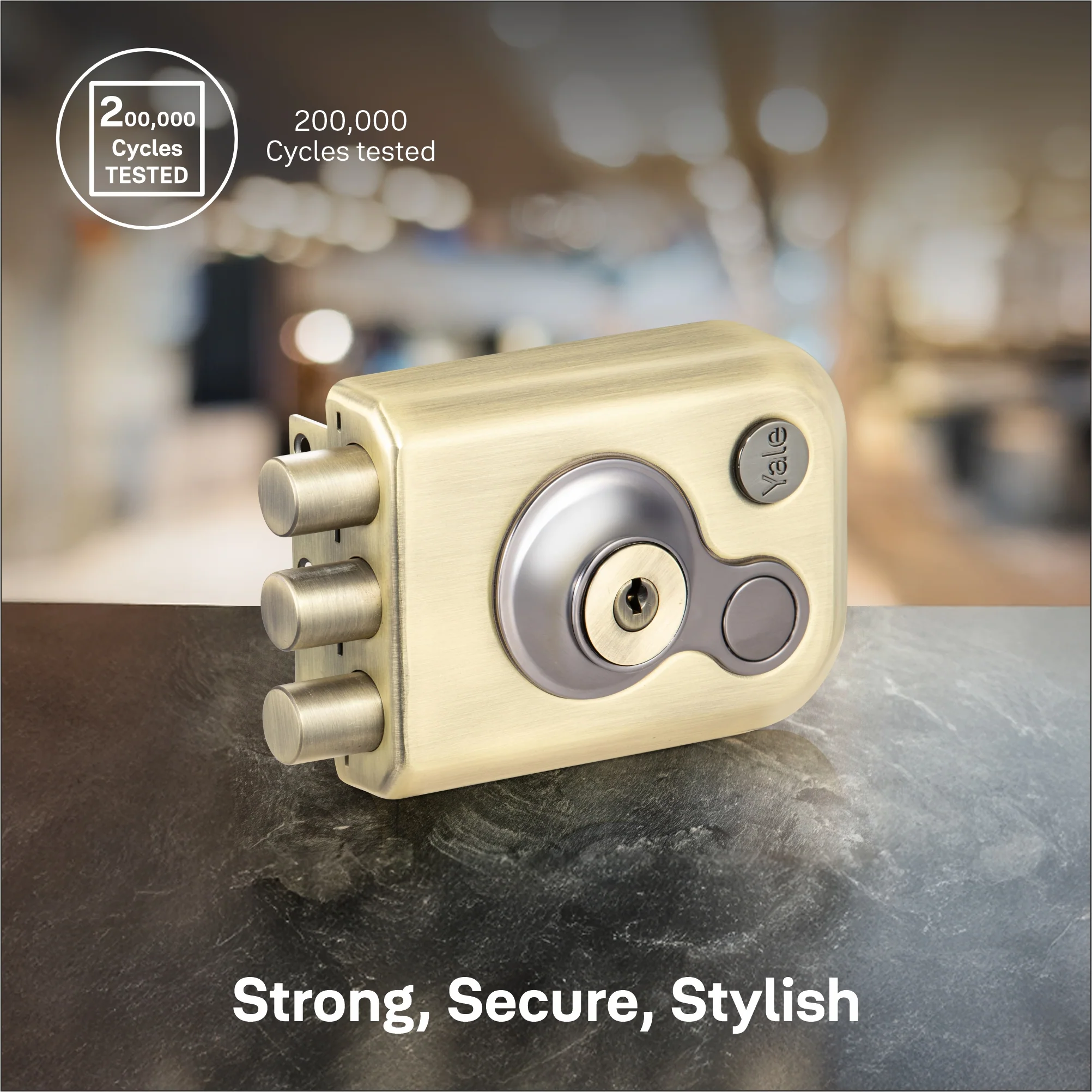 Yale Kratos KRT-3B-DC-ABM/BN, 3 Deadbolt RIM Lock for main doors with both side keys in ABM/BN Finish - Image 7