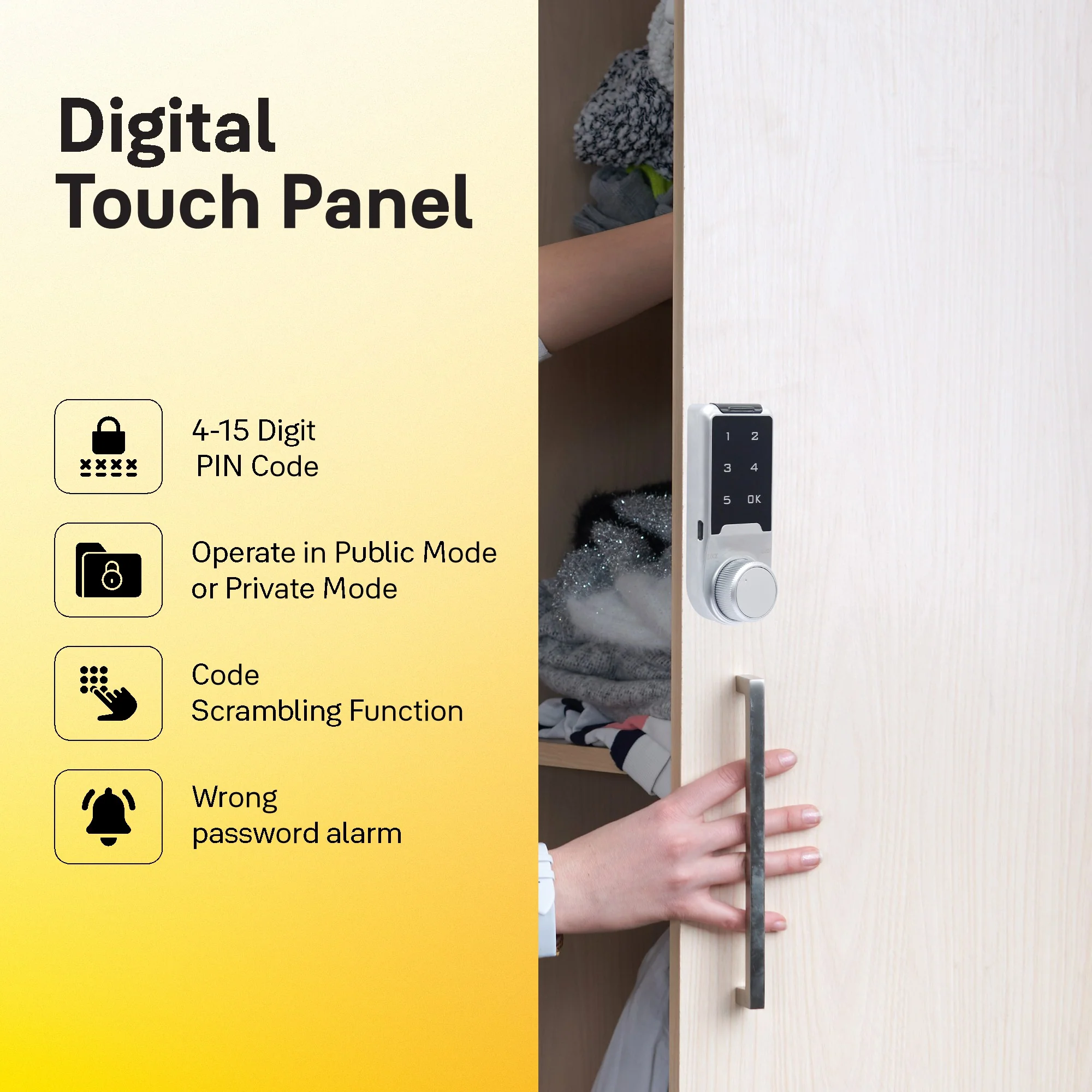 Mesh Pin Digital Wardrobe Lock for Wardrobes and Cabinets - Image 4