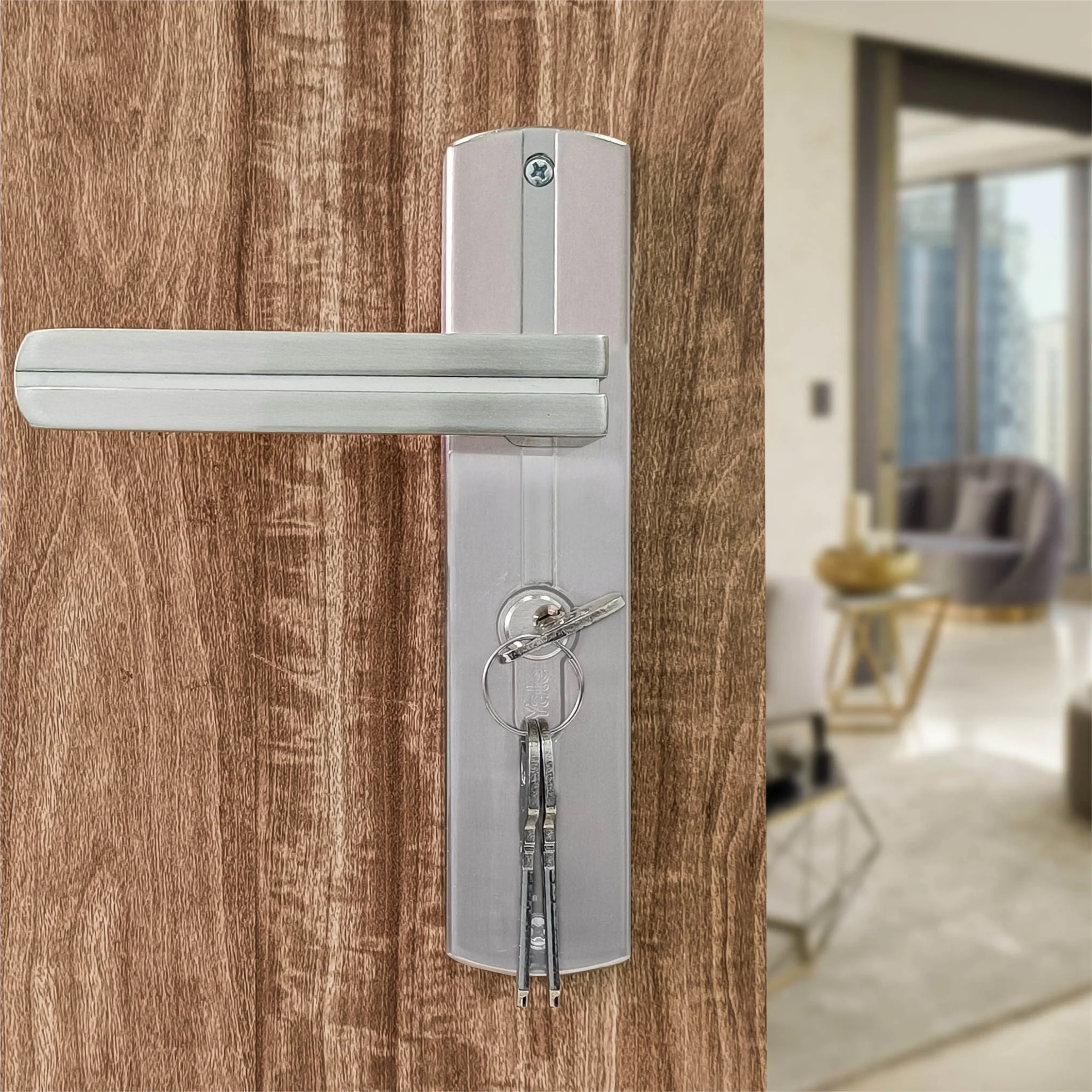 SM-02-02-01 Yale SM series Mortise Lock Comboset with backplated Handle, Cylinder with Knob inside and keys Outside, SS Finish - Image 3