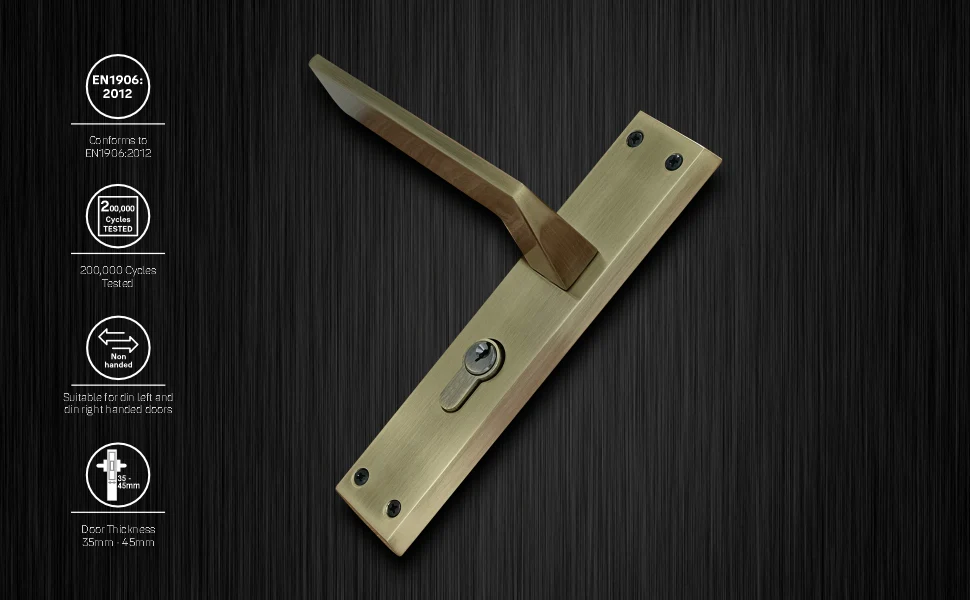 SM-03-02-02 Yale SM series Mortise Lock Comboset with backplated Handle, Cylinder with Knob inside and keys Outside, Antique Brass - Image 11