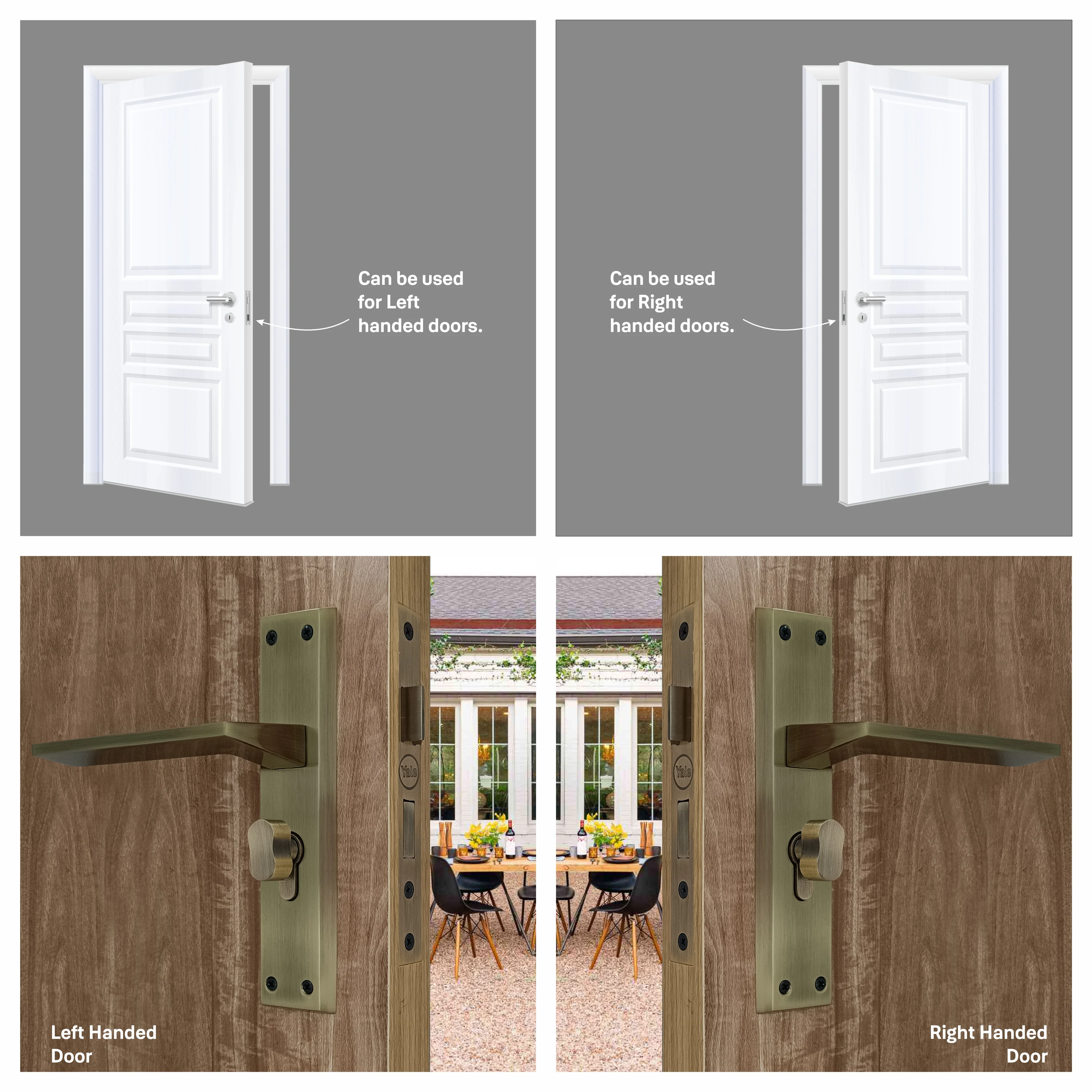 SM-03-02-02 Yale SM series Mortise Lock Comboset with backplated Handle, Cylinder with Knob inside and keys Outside, Antique Brass - Image 5