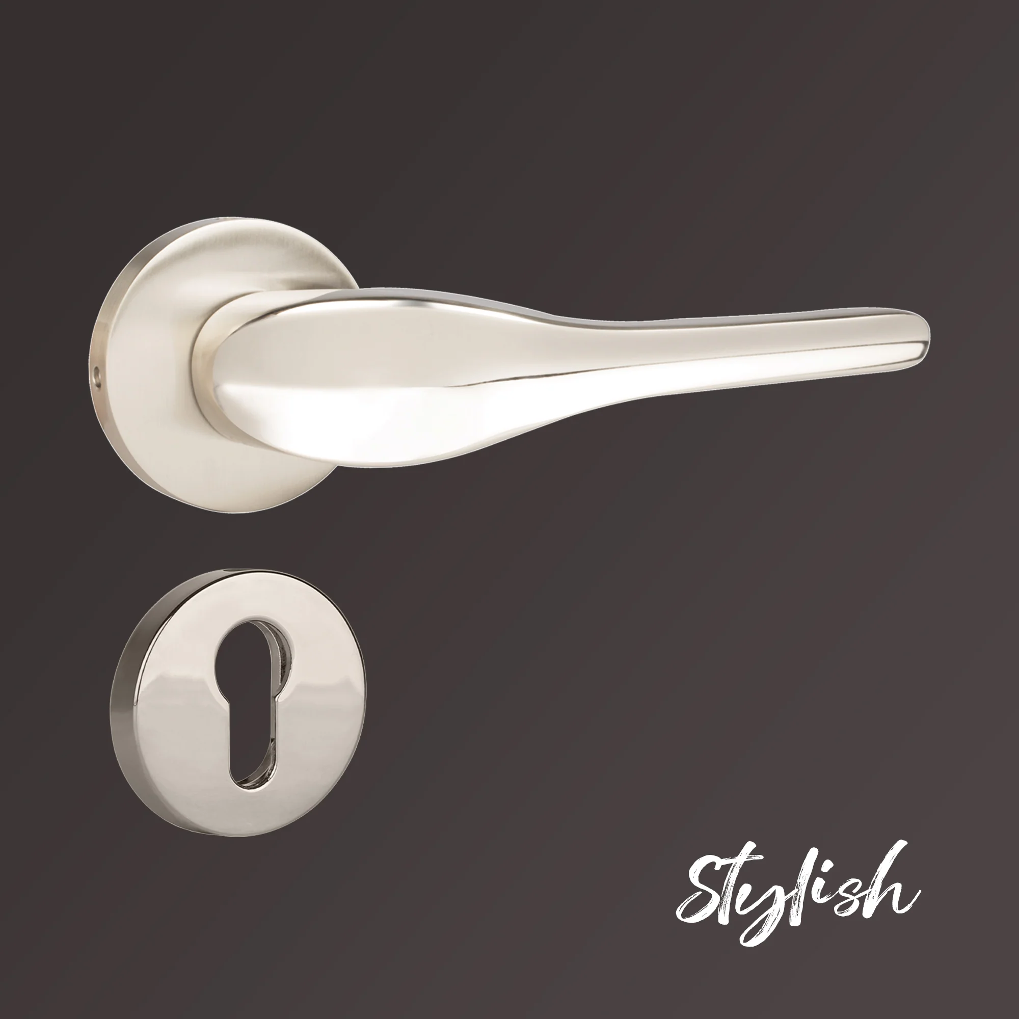 YPBL-801-SS Solid Brass Lever Handle, Satin / Chrome Polish (Without Lock and key cylinder) - Image 4