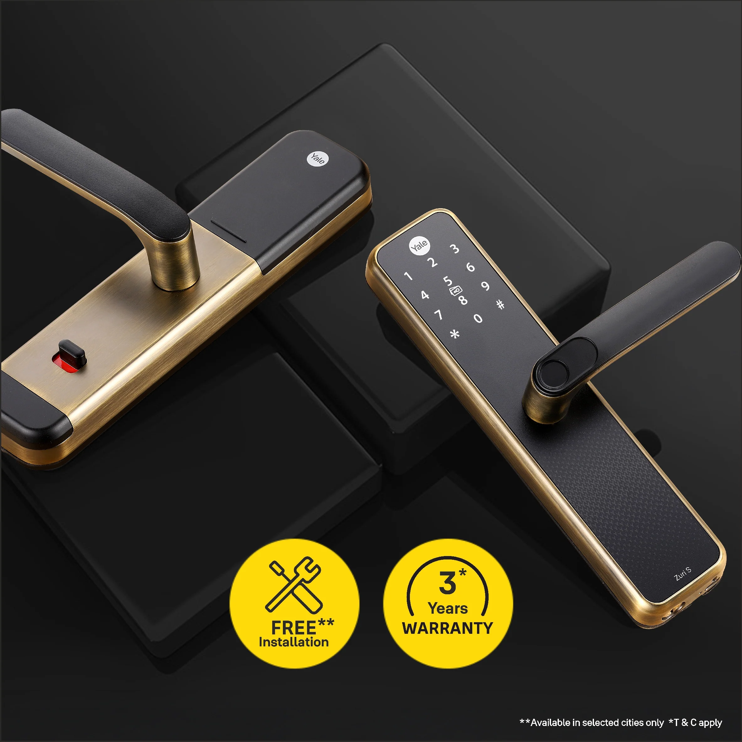 Yale Zuri S (Antique Bronze) Smart Lock with 5 way unlocking (Fingerprint, PIN, RFID, Manual Key) and Built-in Bluetooth (To Access through Home App) - Image 2