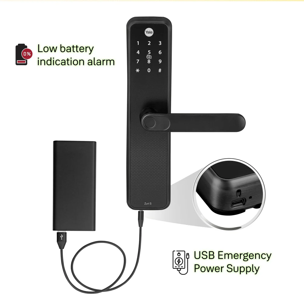 Yale Zuri S (Black) Smart Lock with 5 way unlocking (Fingerprint, PIN, RFID, Manual Key and Built-in Bluetooth to Access through Home App) - Image 11