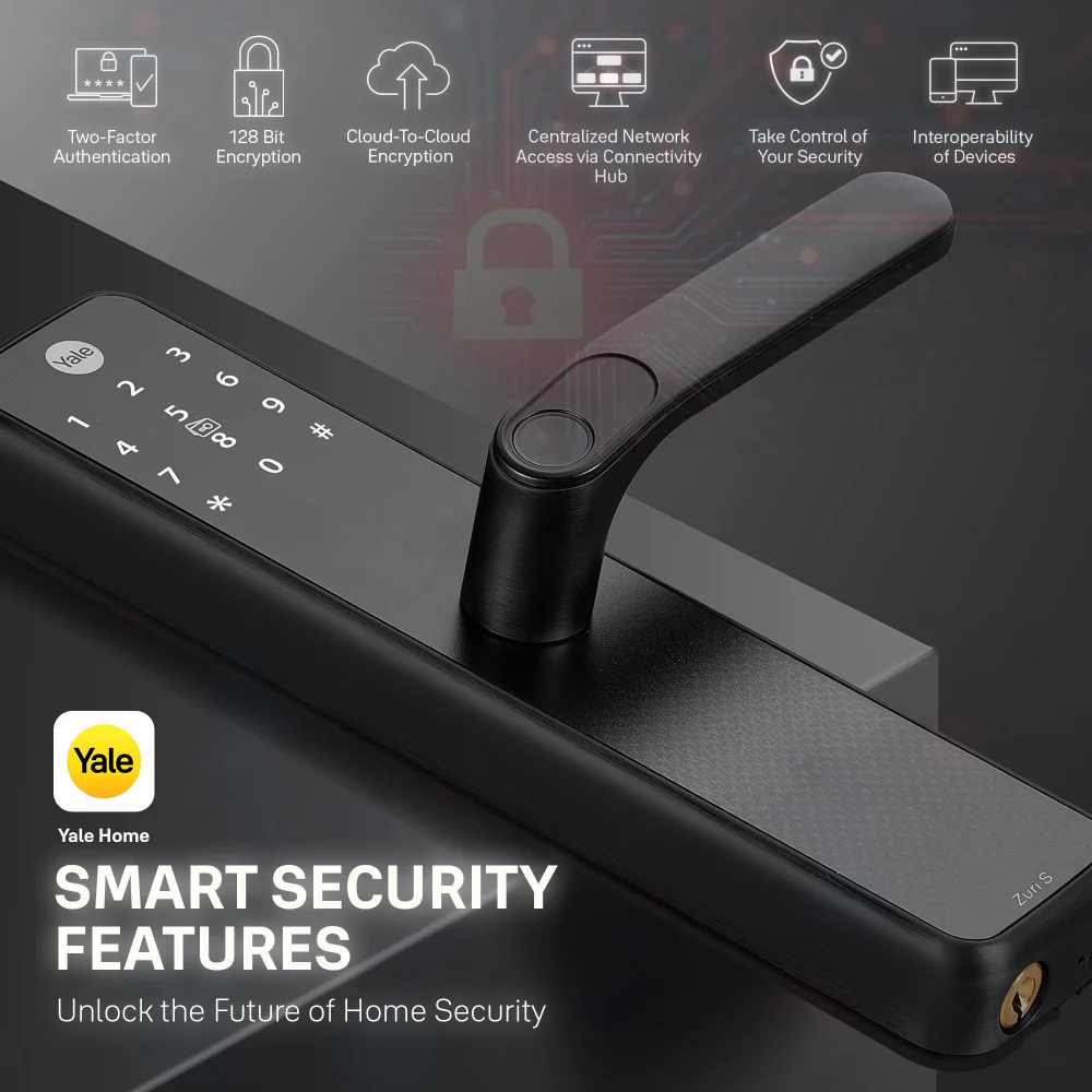 Yale Zuri S (Black) Smart Lock with 5 way unlocking (Fingerprint, PIN, RFID, Manual Key and Built-in Bluetooth to Access through Home App) - Image 6