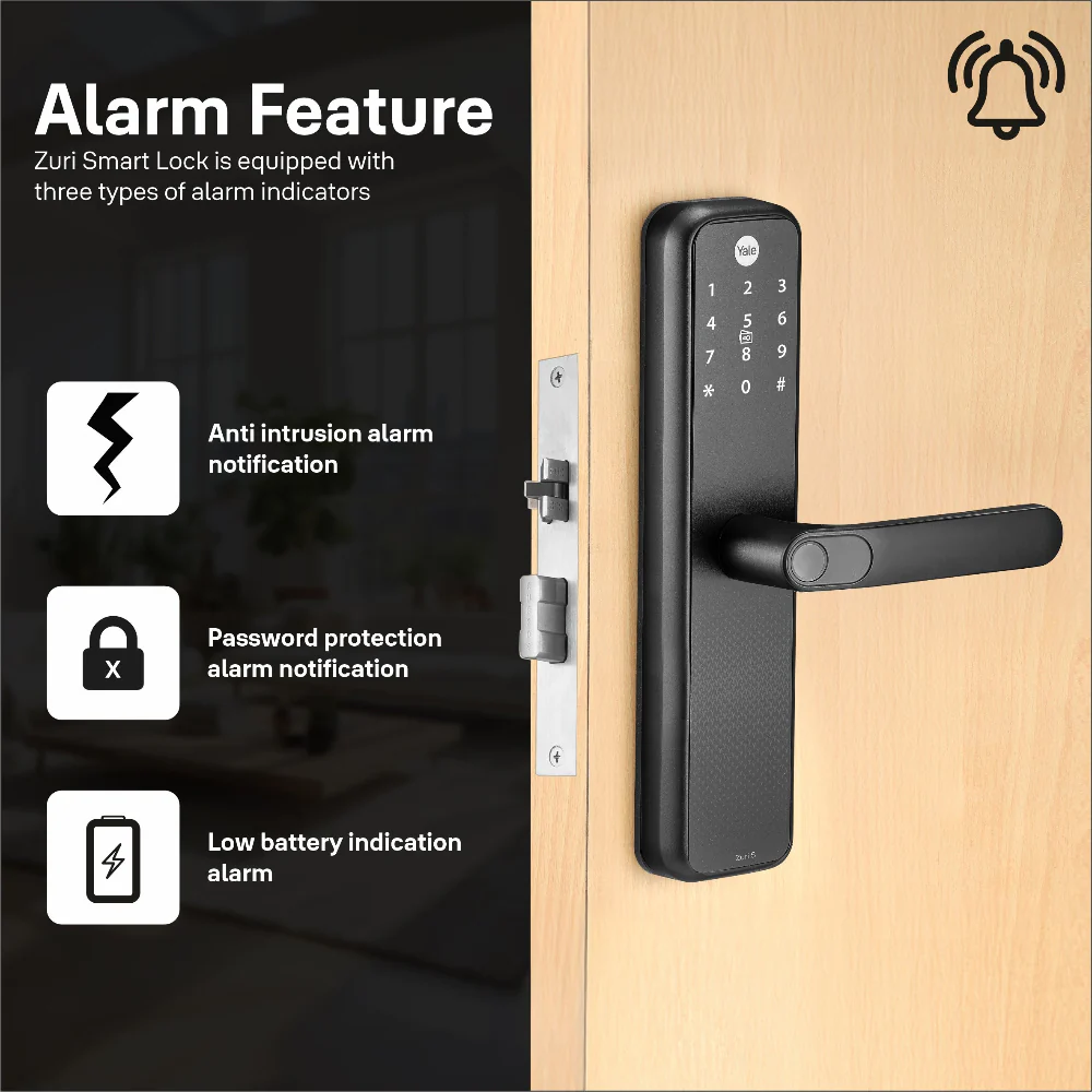 Yale Zuri S (Black) Smart Lock with 5 way unlocking (Fingerprint, PIN, RFID, Manual Key and Built-in Bluetooth to Access through Home App) - Image 7