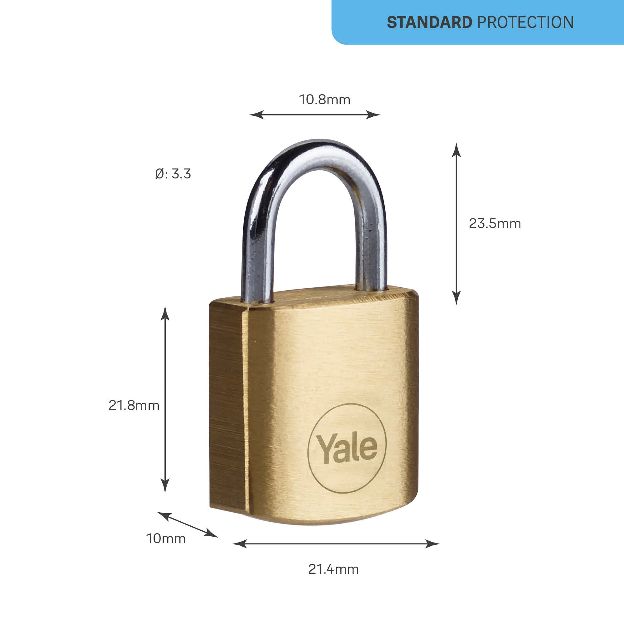 Y110B/20/111/2 Yale 20mm Brass Padlock with 3 Keys (Common Keys) for travel, luggage or lockers - Image 4