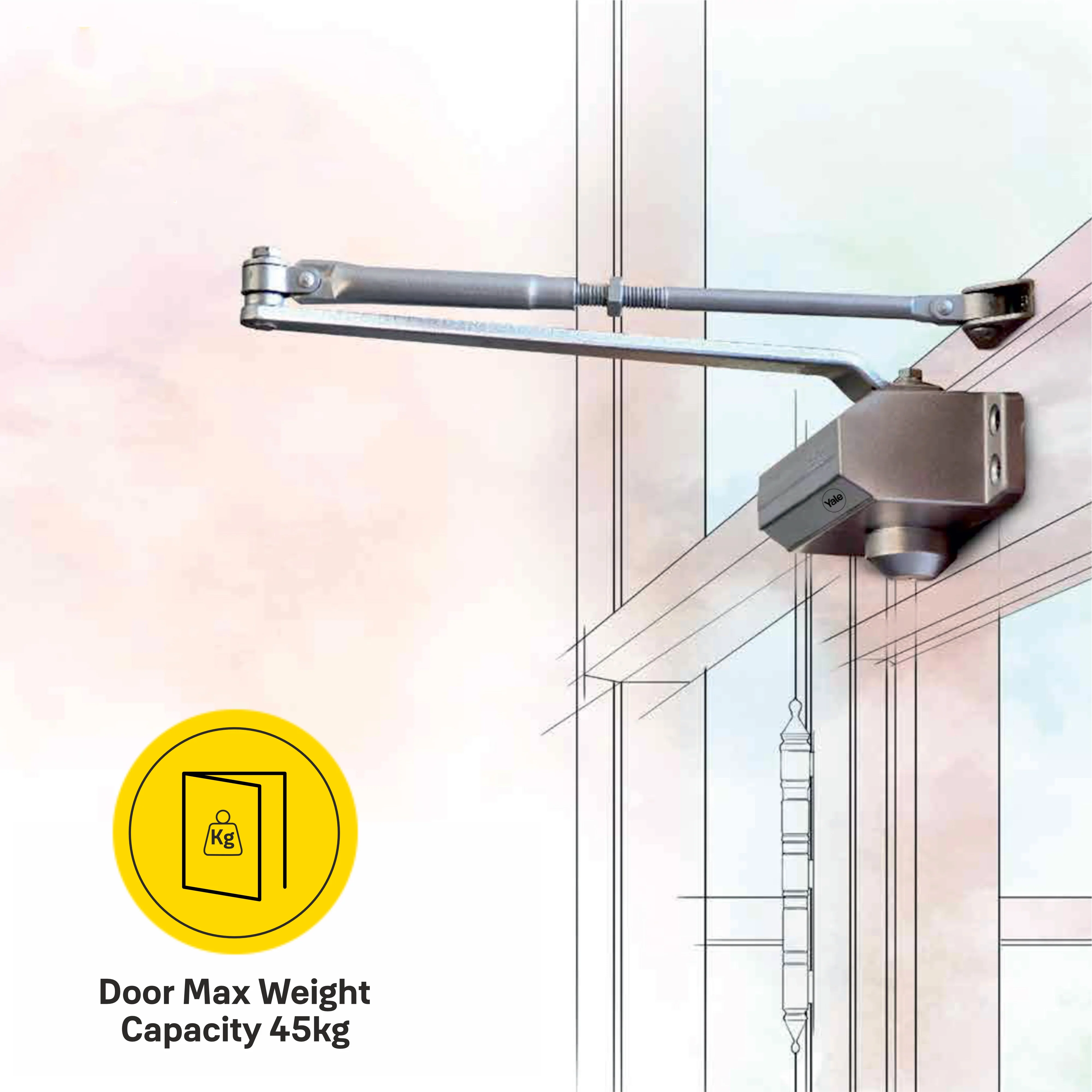 DCR 502 Door Closer, EN Size 2, door weight upto 45kg, Silver. Surface mounted - Image 7