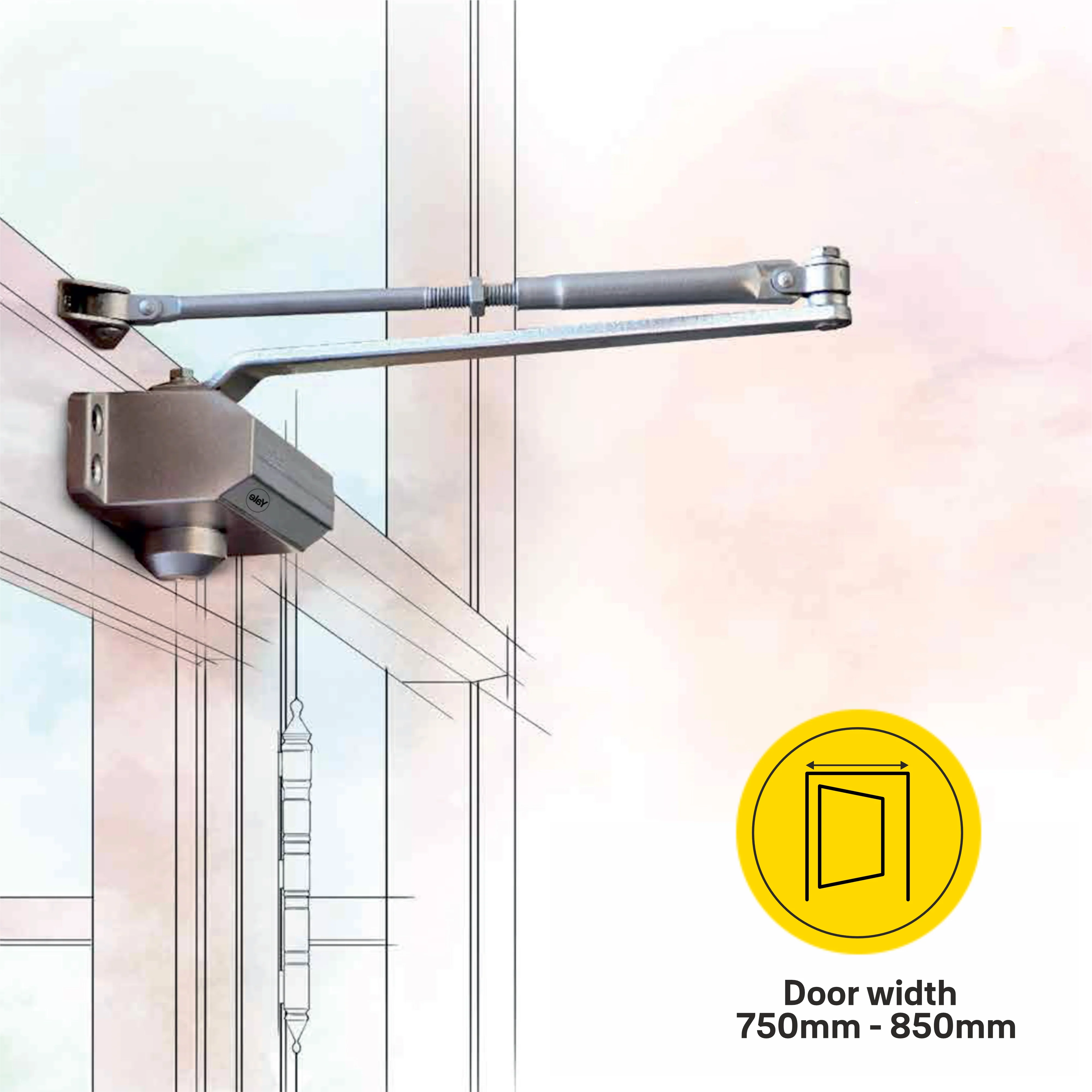 DCR 502 Door Closer, EN Size 2, door weight upto 45kg, Silver. Surface mounted - Image 8