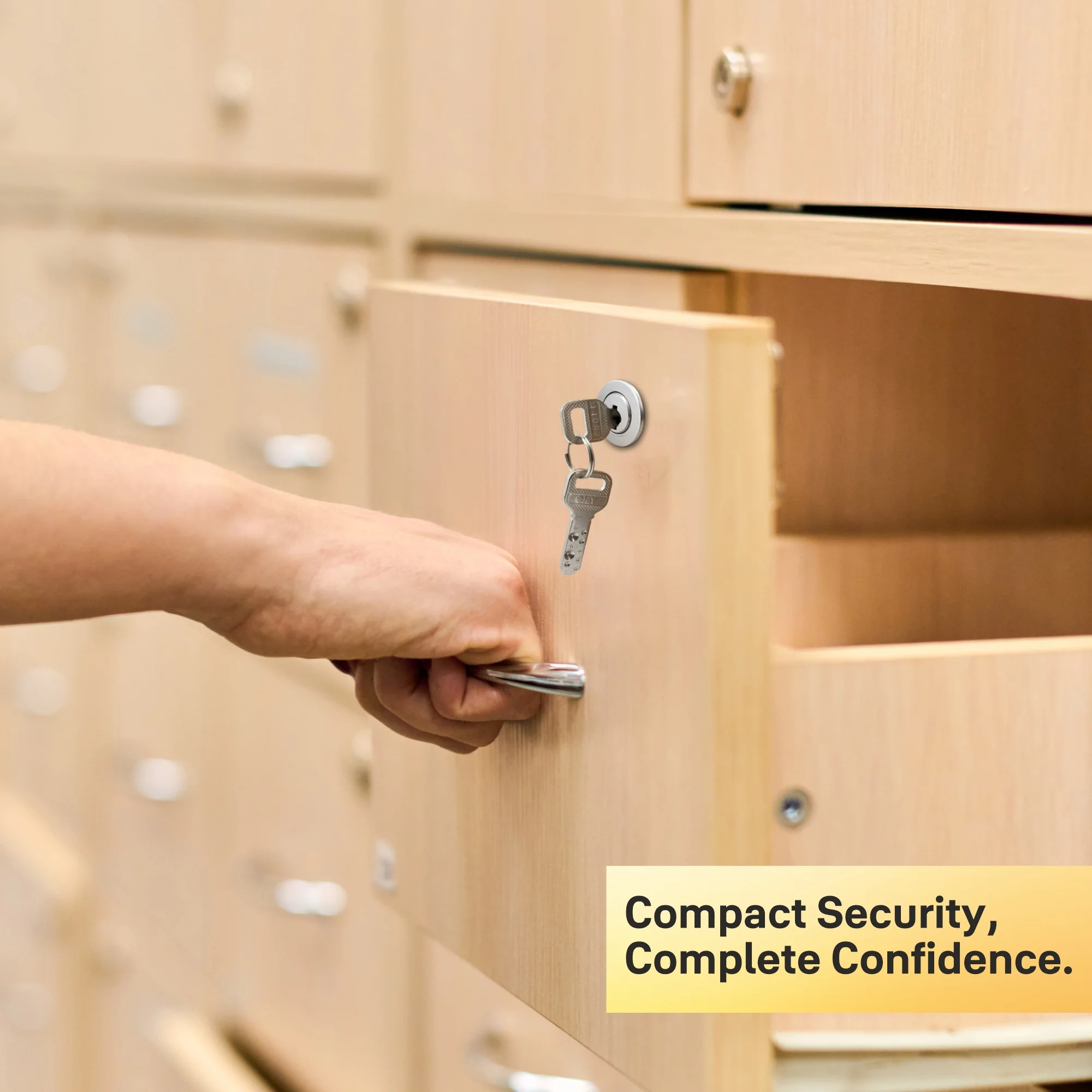 Yale Drawer Lock DRW Series 25mm | Stainless-steel Lock with Dimple Key | Reversible Keys | Nickel-plated bolt | Installed in Cupboards, Wardrobes & Wooden Furniture | Satin Steel Finish - Image 4