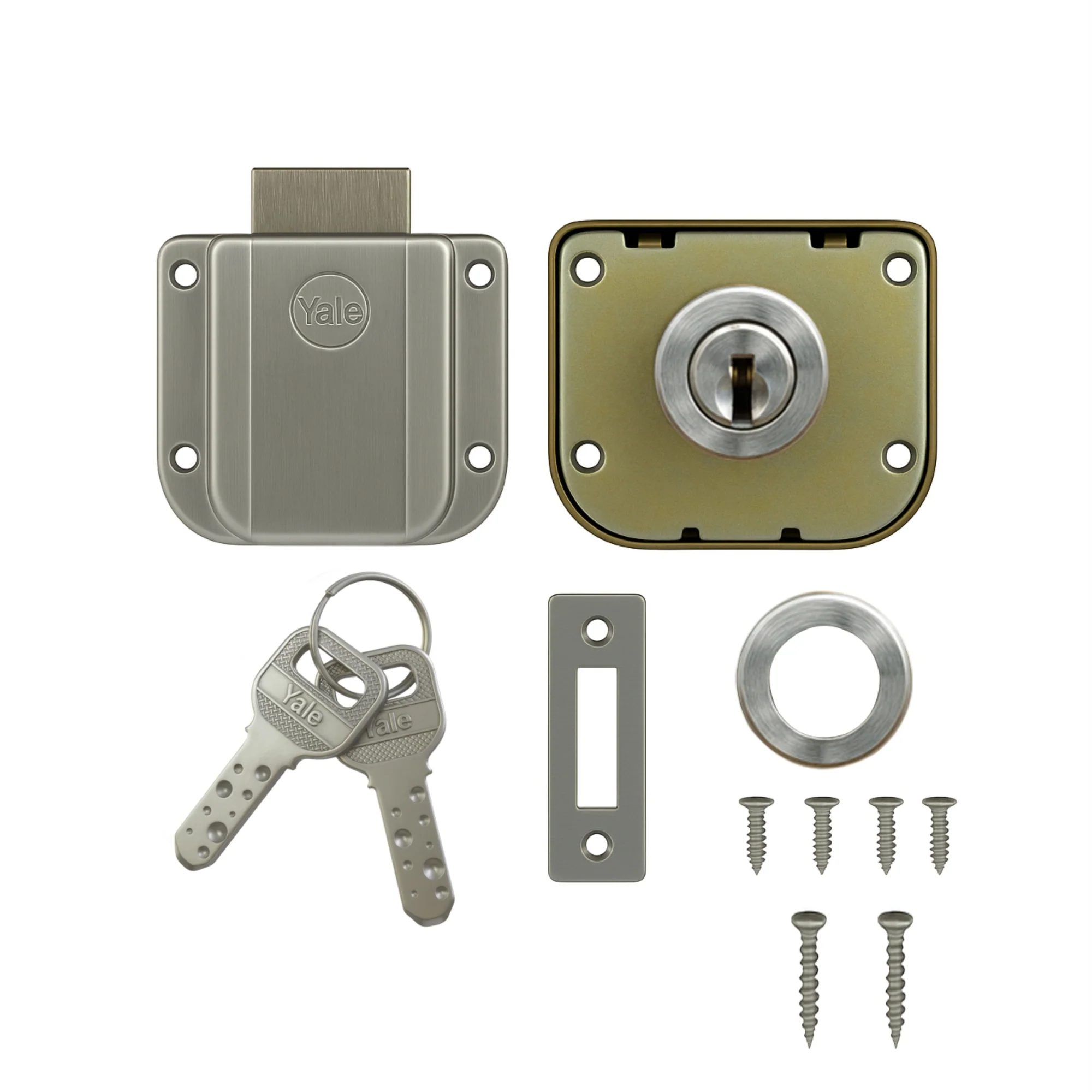 Yale Drawer Lock DRW Series 25mm | Stainless-steel Lock with Dimple Key | Reversible Keys | Nickel-plated bolt | Installed in Cupboards, Wardrobes & Wooden Furniture | Satin Steel Finish - Image 8