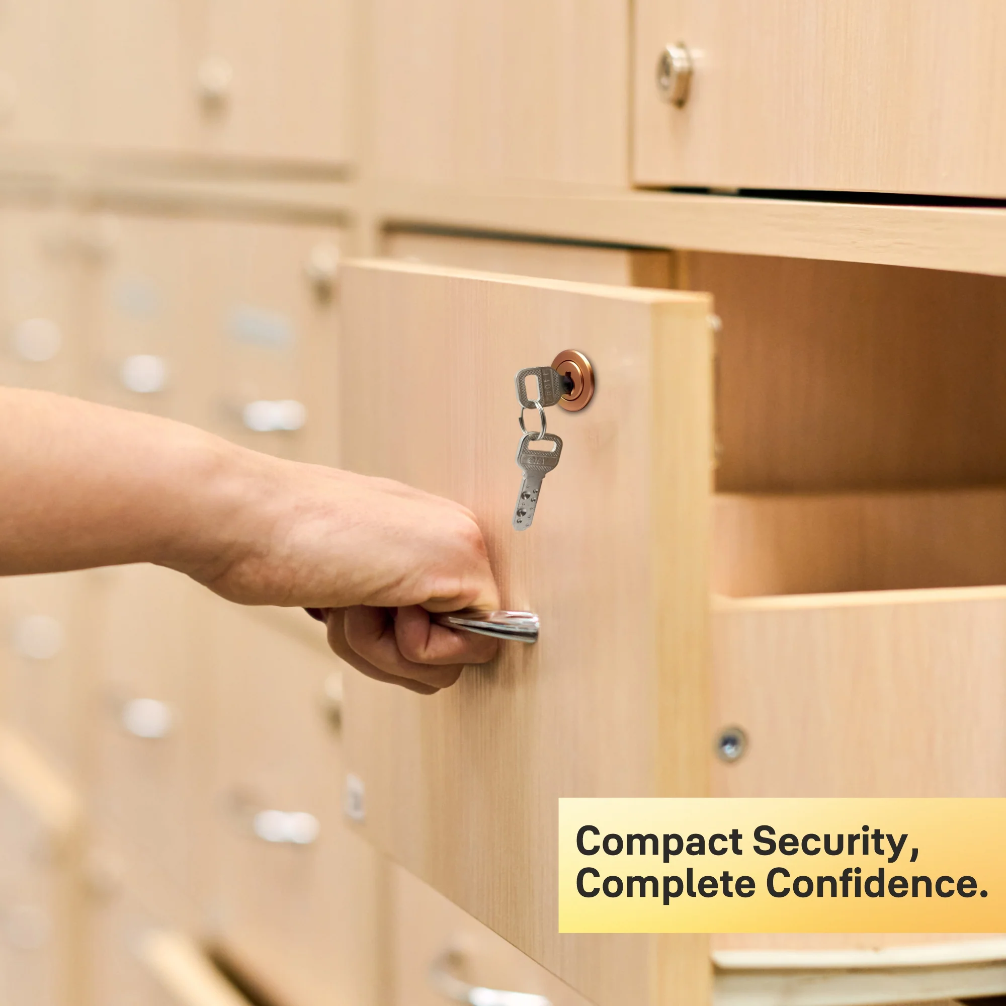 Yale Drawer Lock DRW Series 25mm | Stainless-steel Lock with Dimple Key | Reversible Keys | Deadbolt | Installed in Cupboards, Wardrobes & Wooden Furniture | Rose Gold Color - Image 4