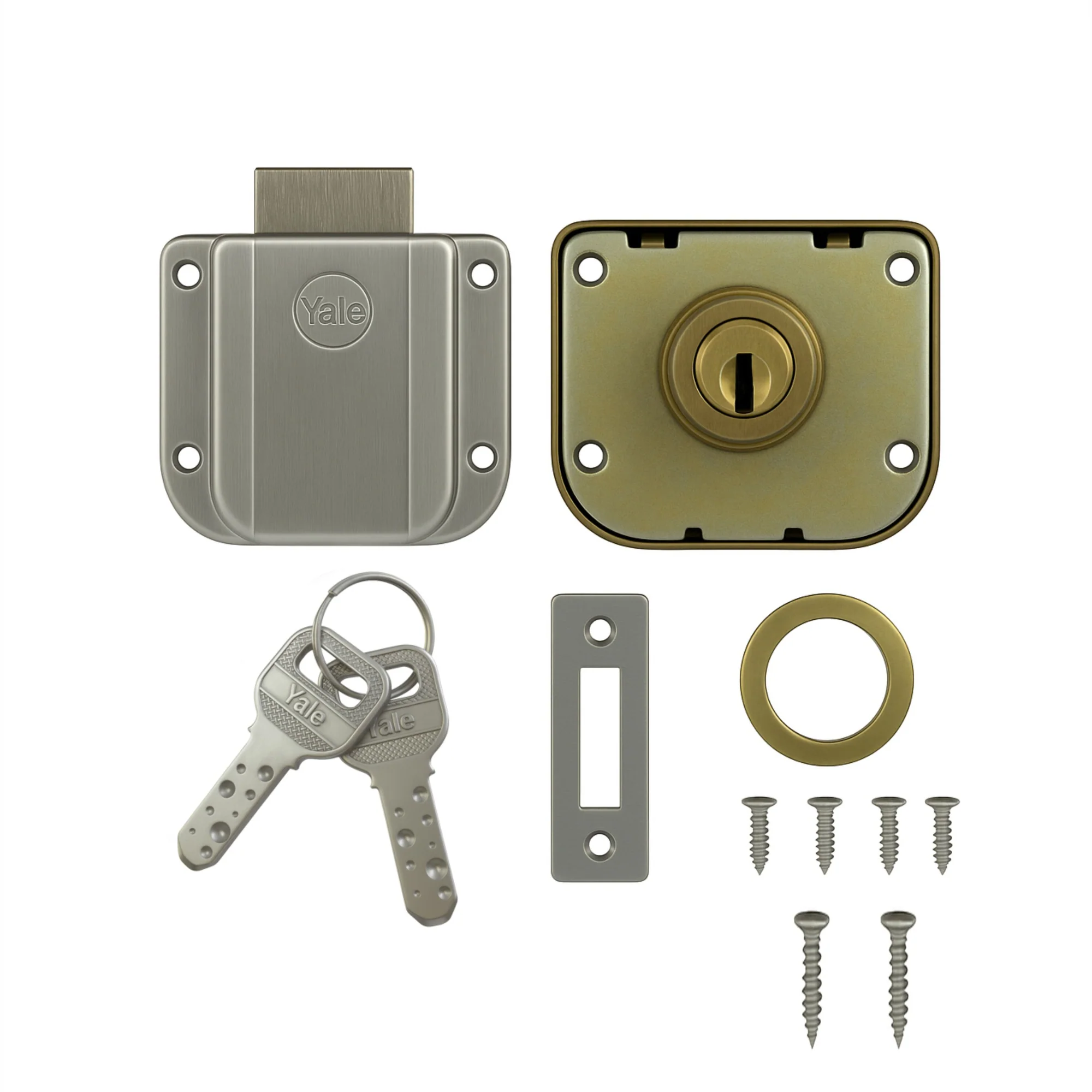 Yale Drawer Lock DRW Series 30mm | Stainless-steel Lock with Dimple Key | Reversible Keys | Deadbolt | Installed in Cupboards, Wardrobes & Wooden Furniture | Antique Brass Color - Image 9