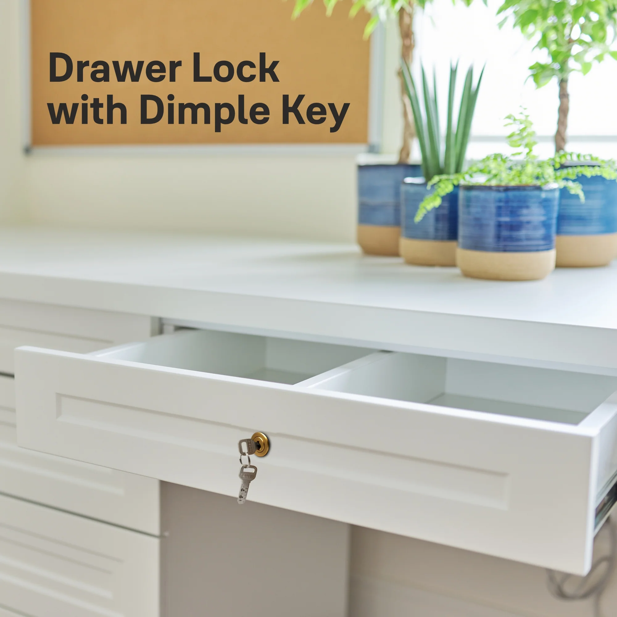 Yale Drawer Lock DRW Series 30mm | Stainless-steel Lock with Dimple Key | Reversible Keys | Deadbolt | Installed in Cupboards, Wardrobes & Wooden Furniture | Rose Gold Color - Image 2
