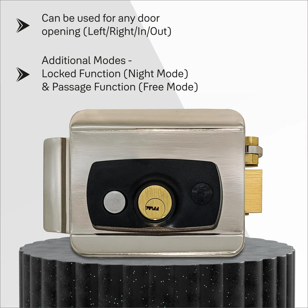 YALE ELECTRIC RIM LOCK, Satin Nickel, Both side keys - Image 6