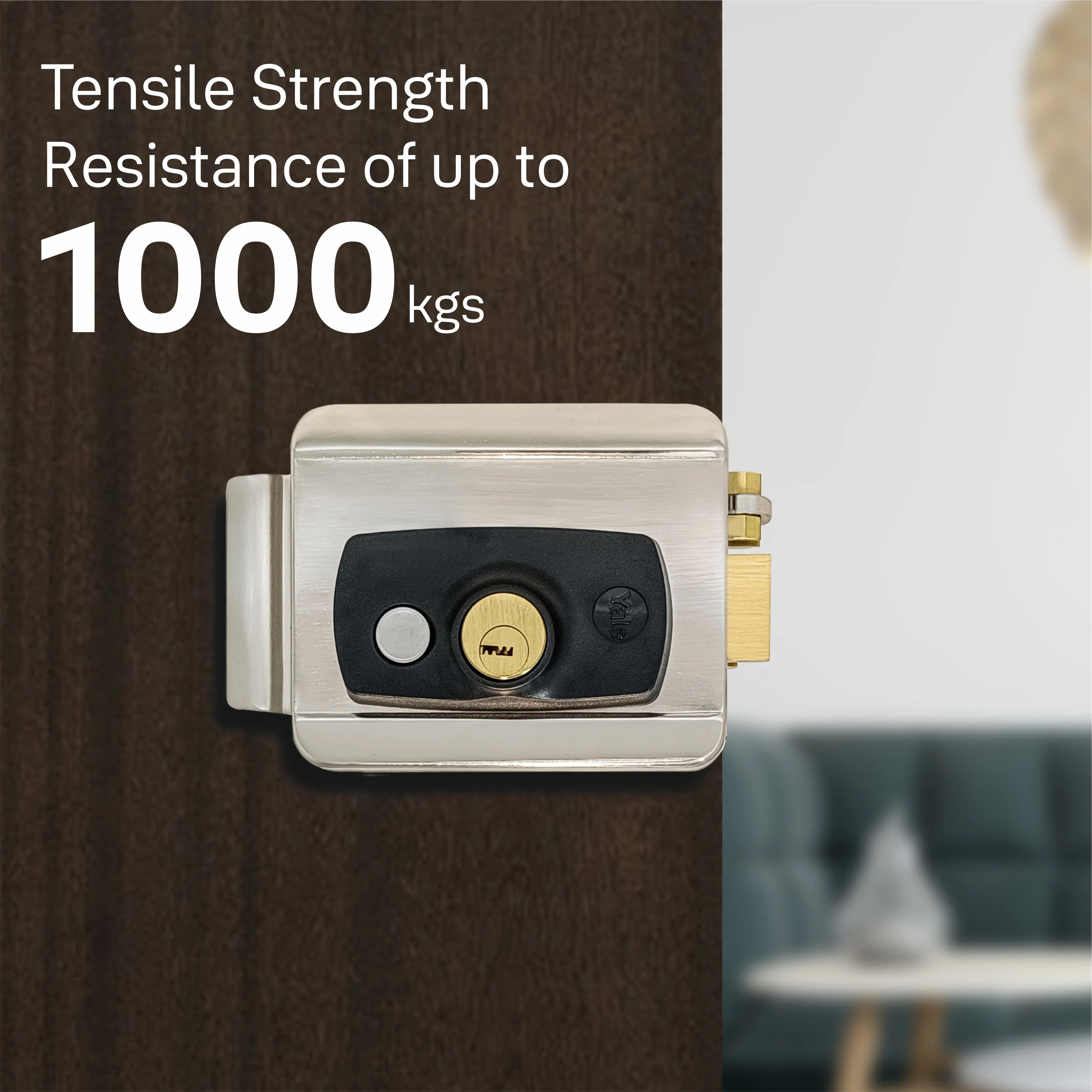 YALE YEL-200YN ELECTRIC RIM LOCK, Satin Nickel, Both side keys (Yellow finish) - Image 3