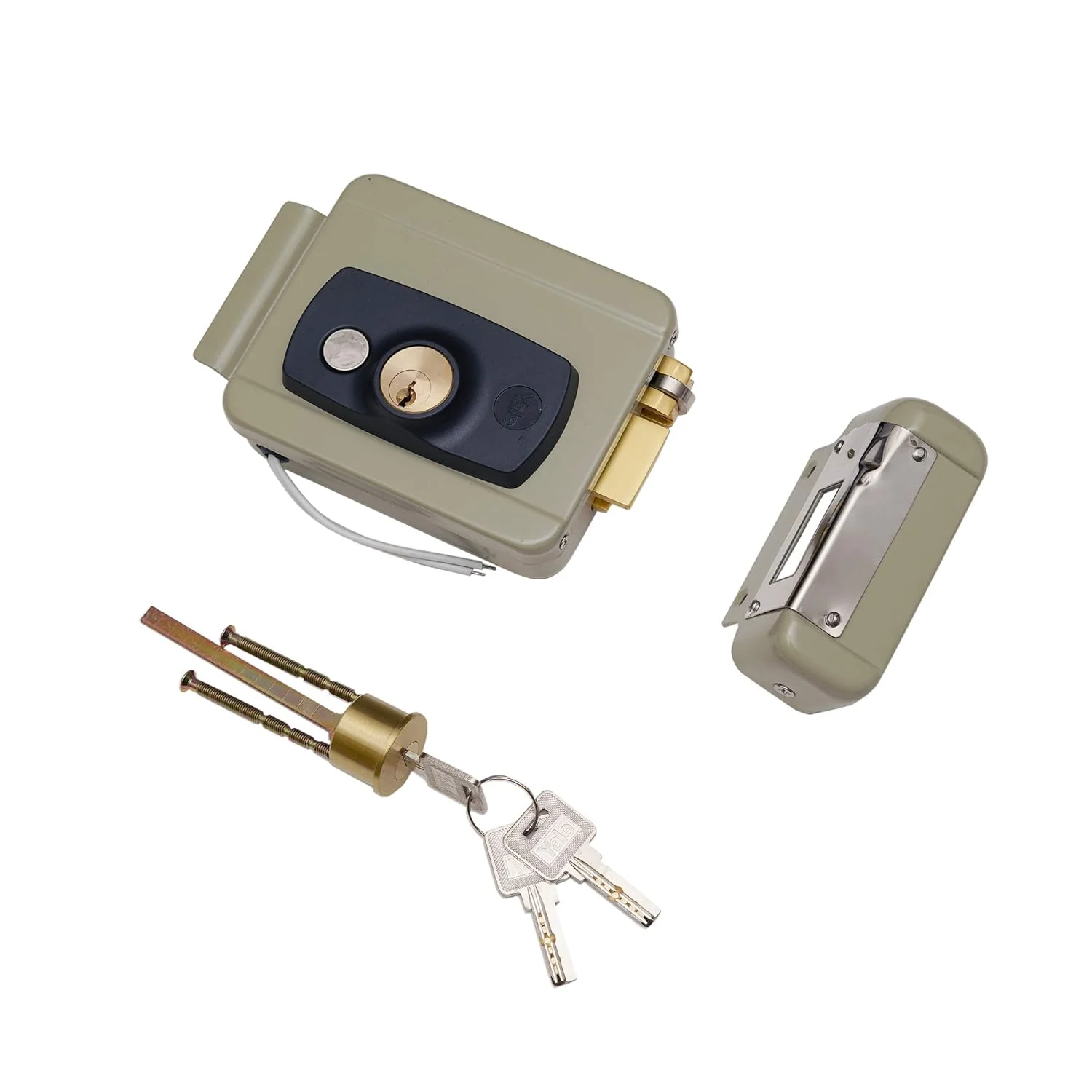 YALE YEL-200YN ELECTRIC RIM LOCK, Satin Nickel, Both side keys (Yellow finish) - Image 8