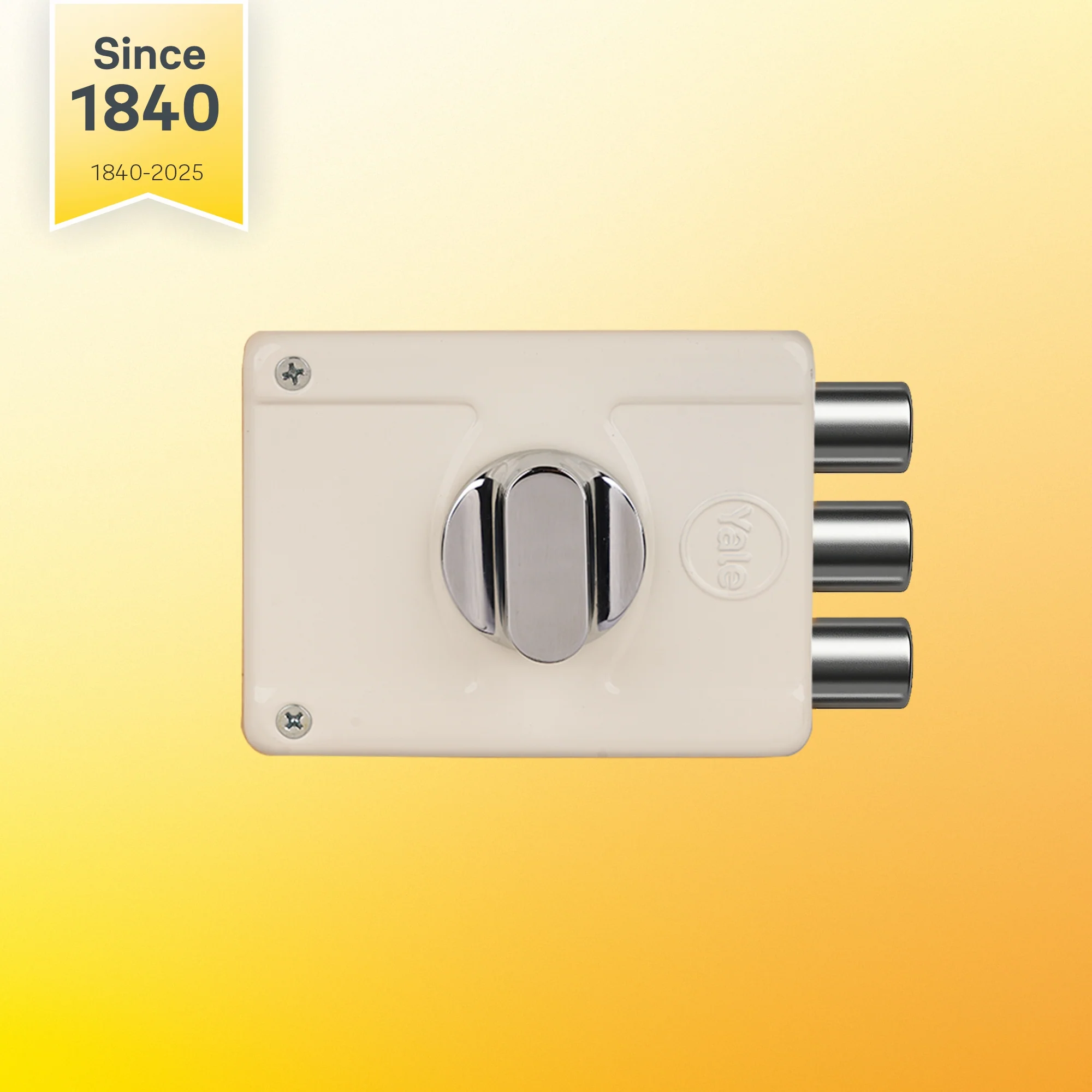 Yale Essential YE-MDL-3B-TT-DK-IN Rim Lock , 3 Deadbolts, Thumbturn, 4 Dimple Keys (Ivory) - Image 2