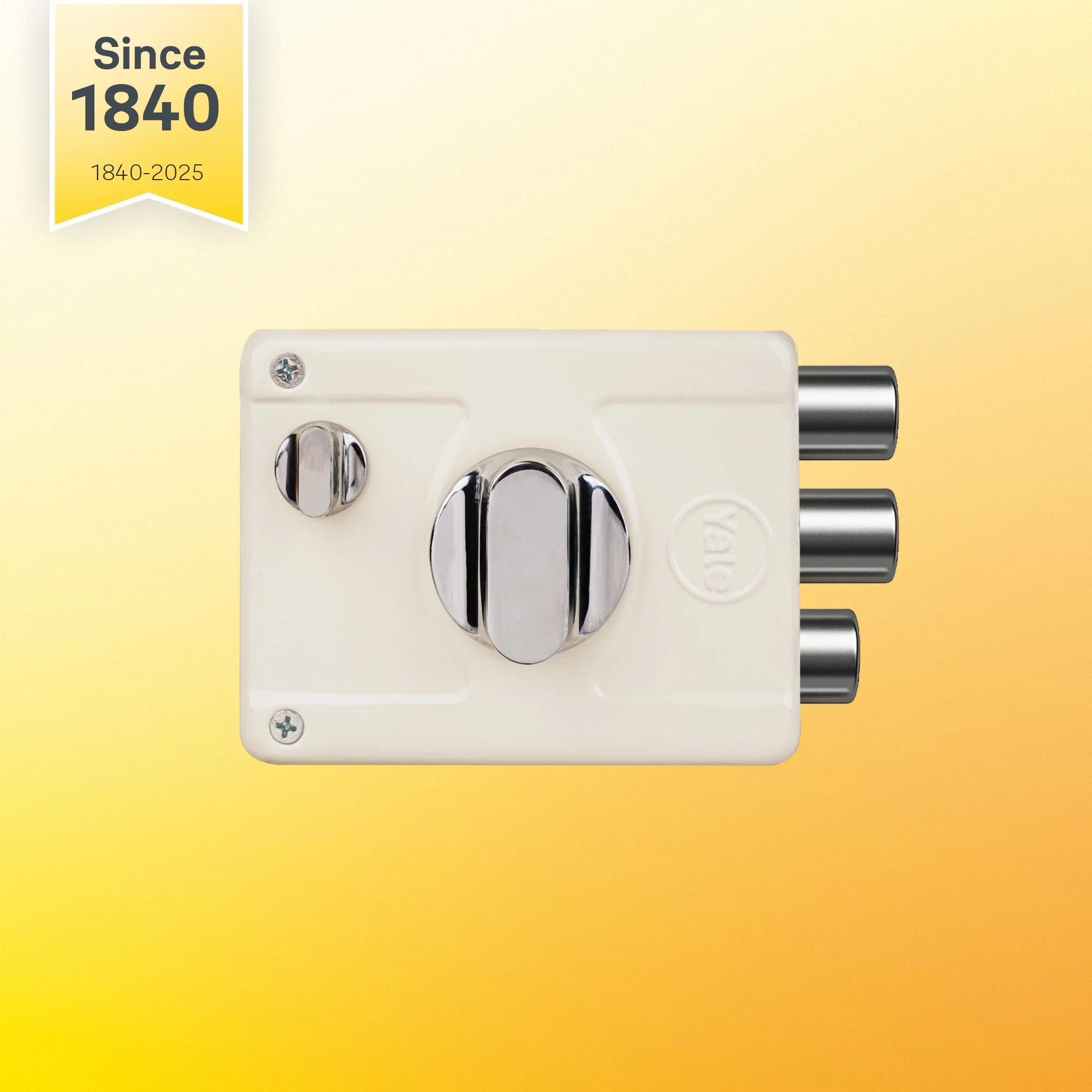 Yale Essential YE-MDL-LB-TT-DK-IN Rim Lock , 2 Deadbolts and 1 Latch Bolt, Thumbturn, 4 Dimple Keys (Ivory) - Image 2