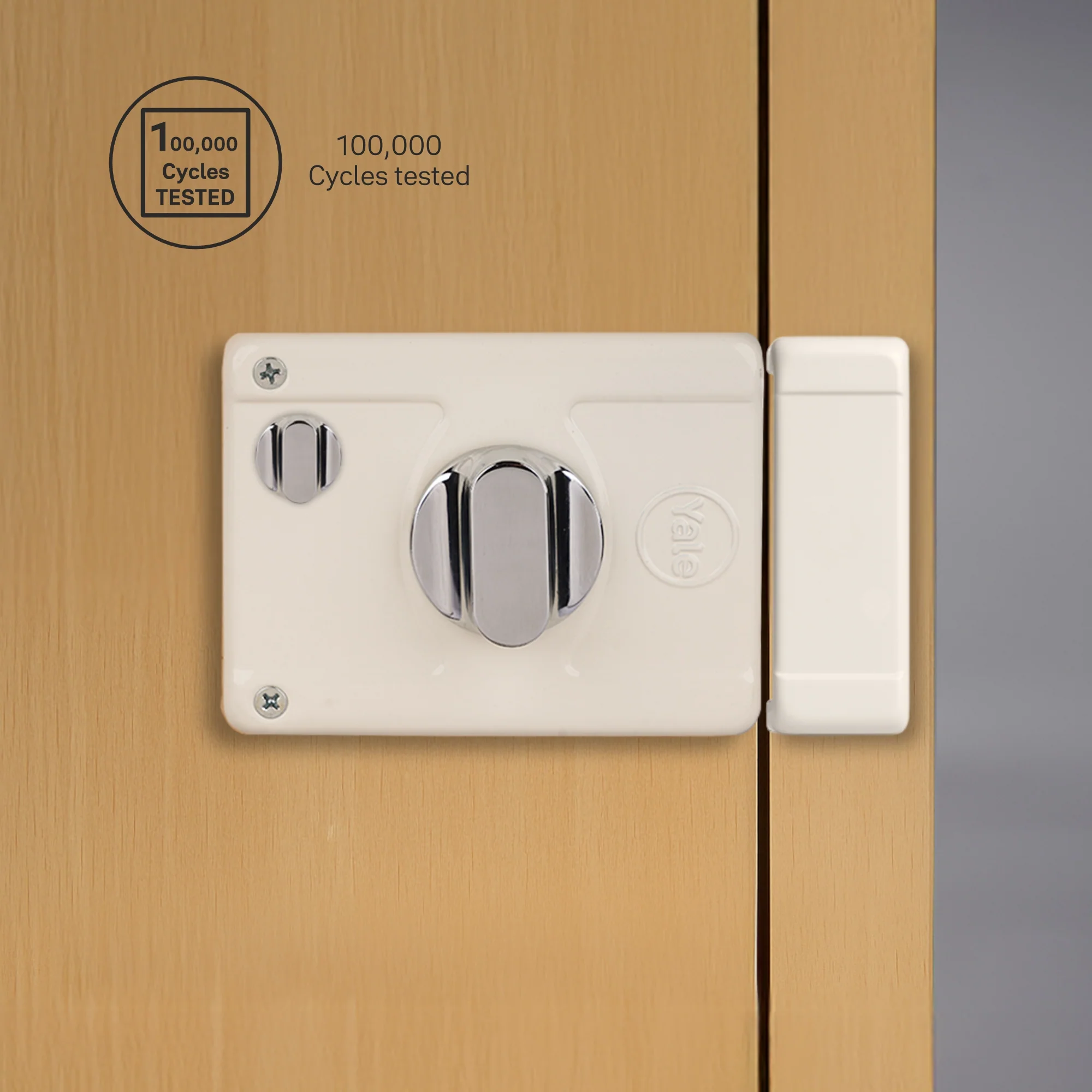 Yale Essential YE-MDL-LB-TT-DK-IN Rim Lock , 2 Deadbolts and 1 Latch Bolt, Thumbturn, 4 Dimple Keys (Ivory) - Image 3