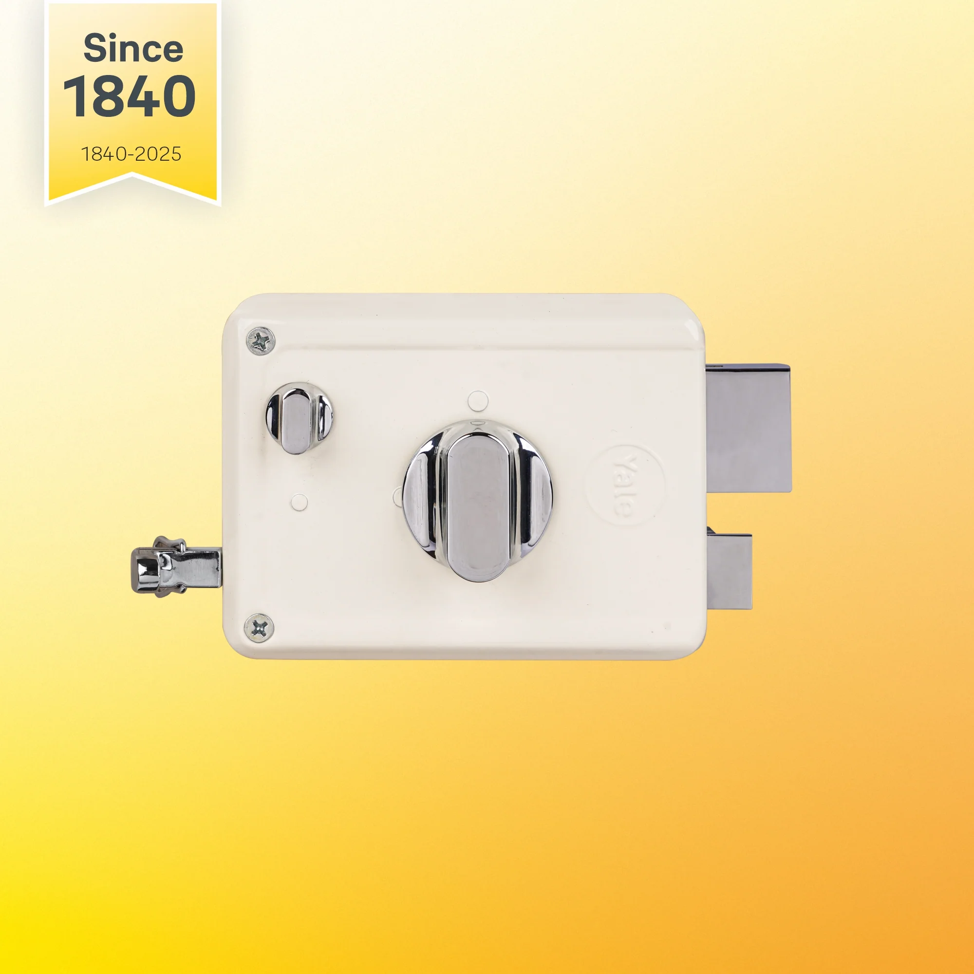 Yale Essential YE-NL-LB-TT-DK-IN Night Latch Rim Lock , 1 Deadbolt and 1 Latch Bolt, Thumbturn, 4 Dimple Keys (Ivory) - Image 2