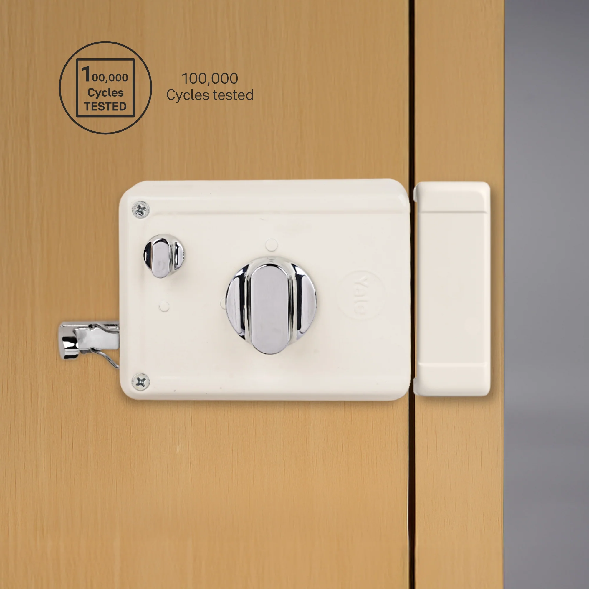 Yale Essential YE-NL-LB-TT-DK-IN Night Latch Rim Lock , 1 Deadbolt and 1 Latch Bolt, Thumbturn, 4 Dimple Keys (Ivory) - Image 5