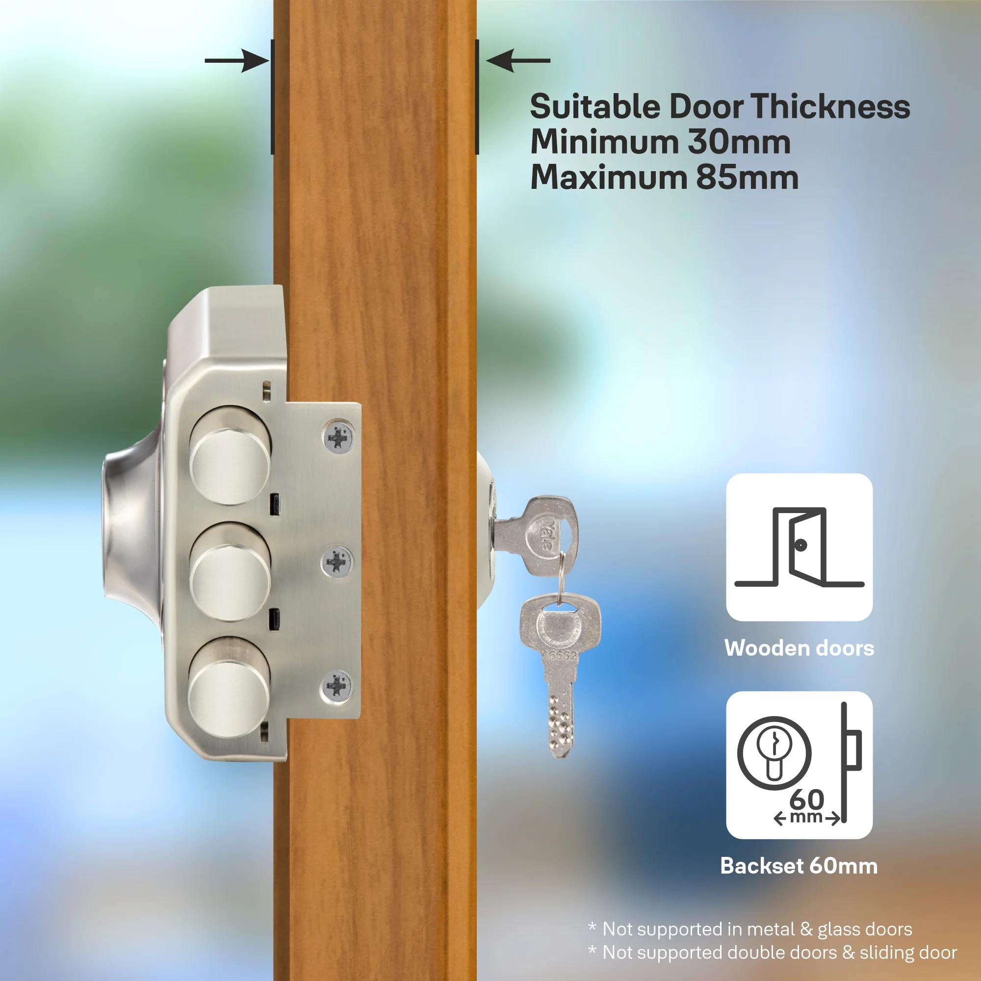Yale Kratos™ RIM lock KRT-3B-DC-SSM/BN – Tribolt, 3 Deadbolts, Both Side Keys, 4nos. Dimple Keys (SSM/BN Finish) - Image 4