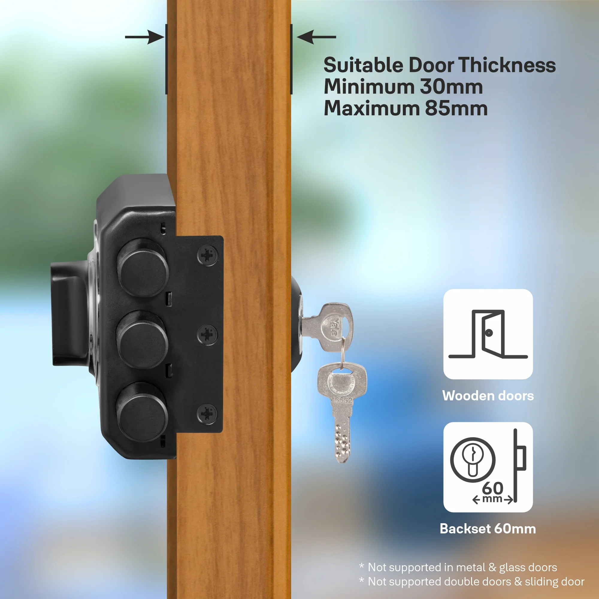 Yale Katros Rimlock KRT-3B-TT-BM/BN – Tribolt, 3 Deadbolts, Thumbturn, 4 Dimple Keys (Black Matt and Black Nickel) - Image 4