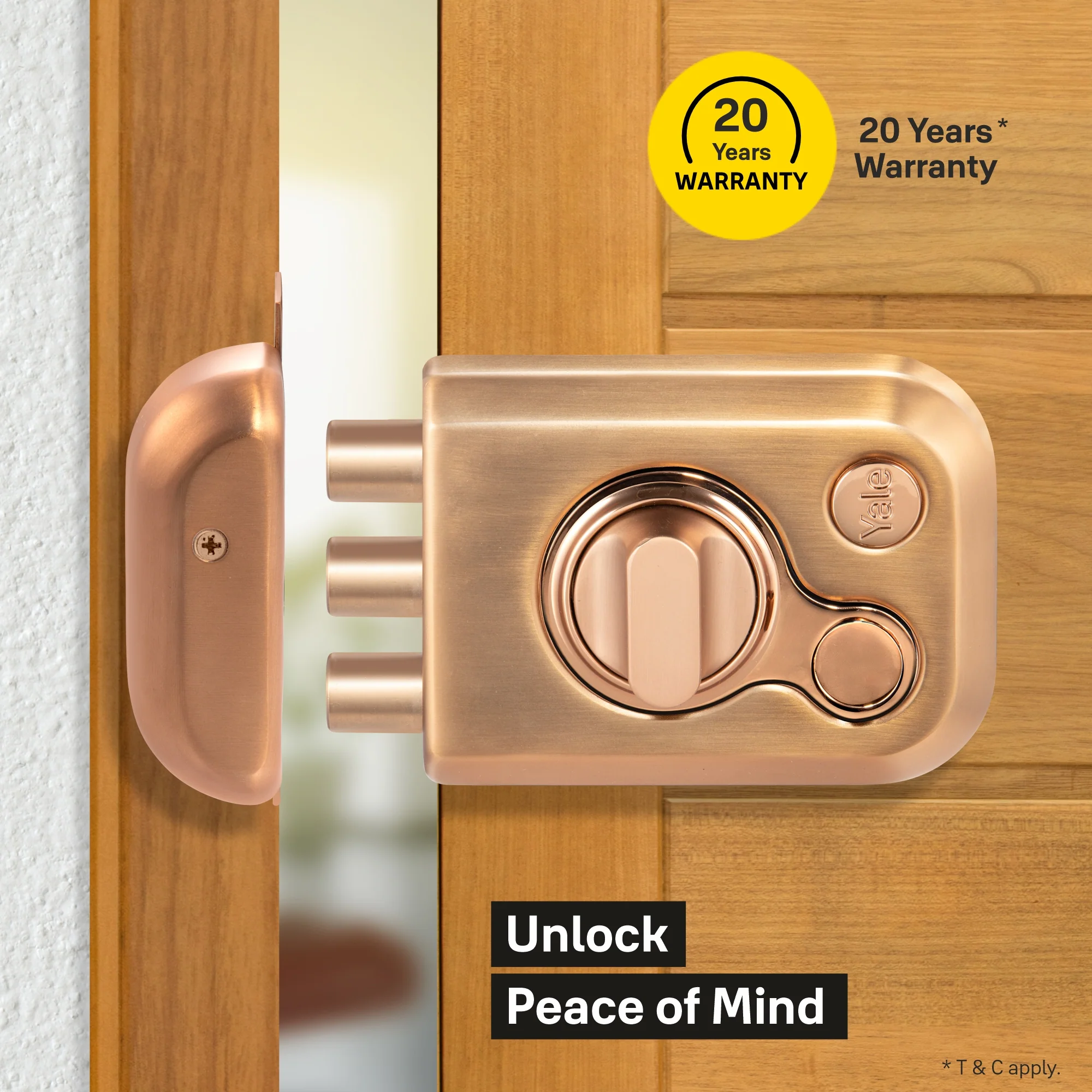 Yale KRT – Tribolt, 3 Deadbolts, Thumbturn, 4 Dimple Keys (Rose Gold Matt and Rose Gold), model KRT-3B-TT-RGM/RG - Image 3