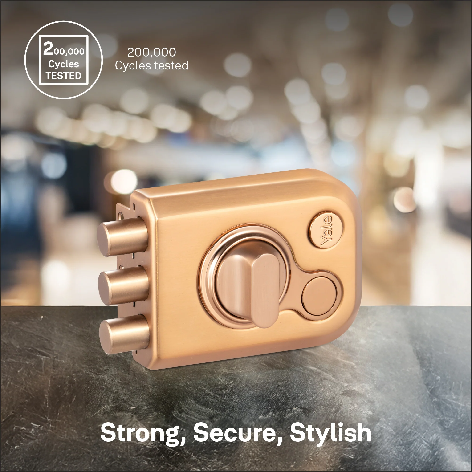 Yale KRT – Tribolt, 3 Deadbolts, Thumbturn, 4 Dimple Keys (Rose Gold Matt and Rose Gold), model KRT-3B-TT-RGM/RG - Image 4