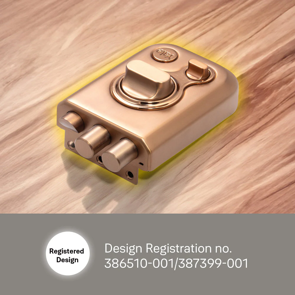 Yale Kratos™ KRT-LB-TT-RGM/RG RIM lock for main door with 1 latch and 2 deadbolts, Knob inside and outside Dimple key (4nos.), Rose Gold Matt/Rose Gold (Dual Finish) - Image 7