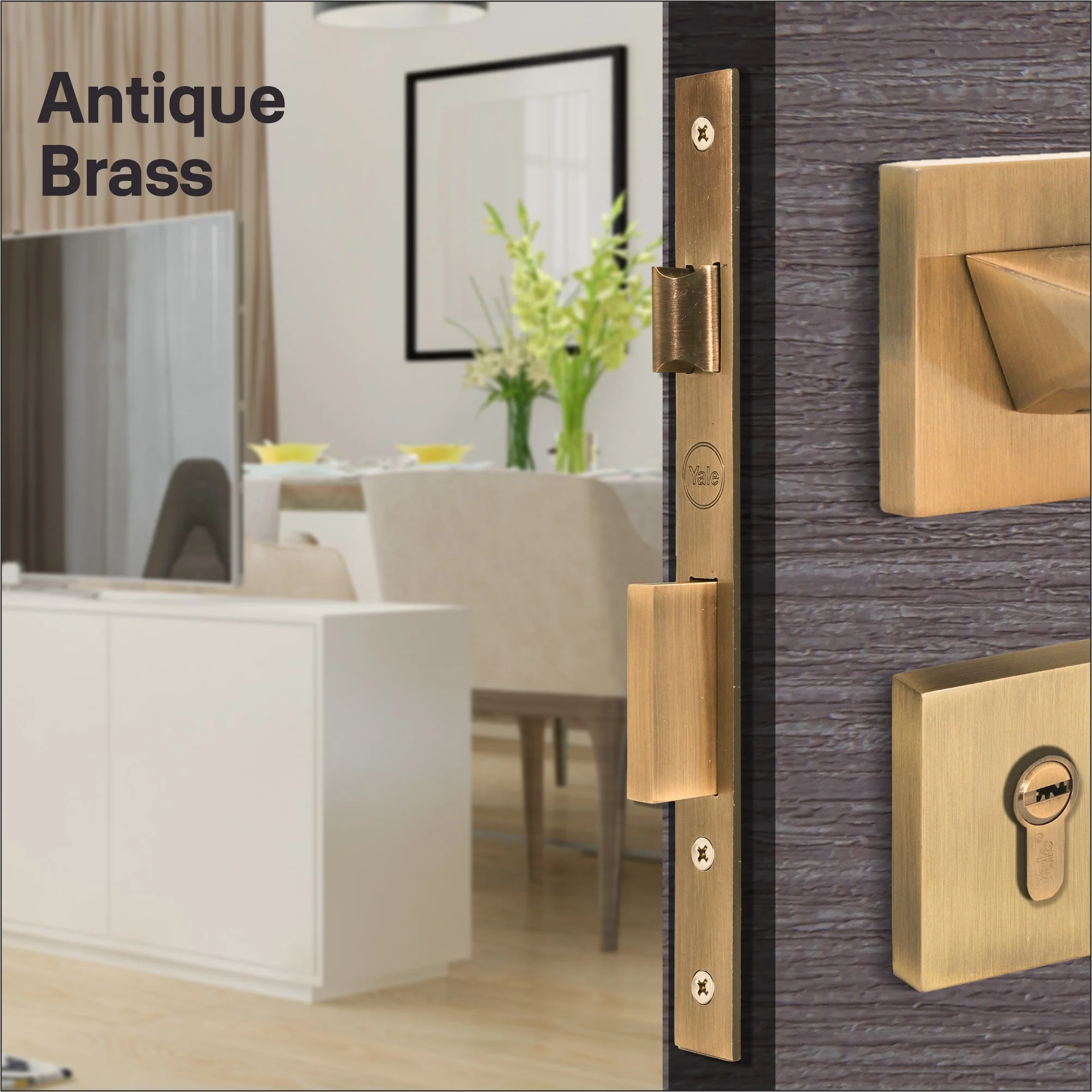 Yale Mortise lock body-85mm, 45mm Backset, Latch & Deadbolt (Brass)(AB) - Image 2
