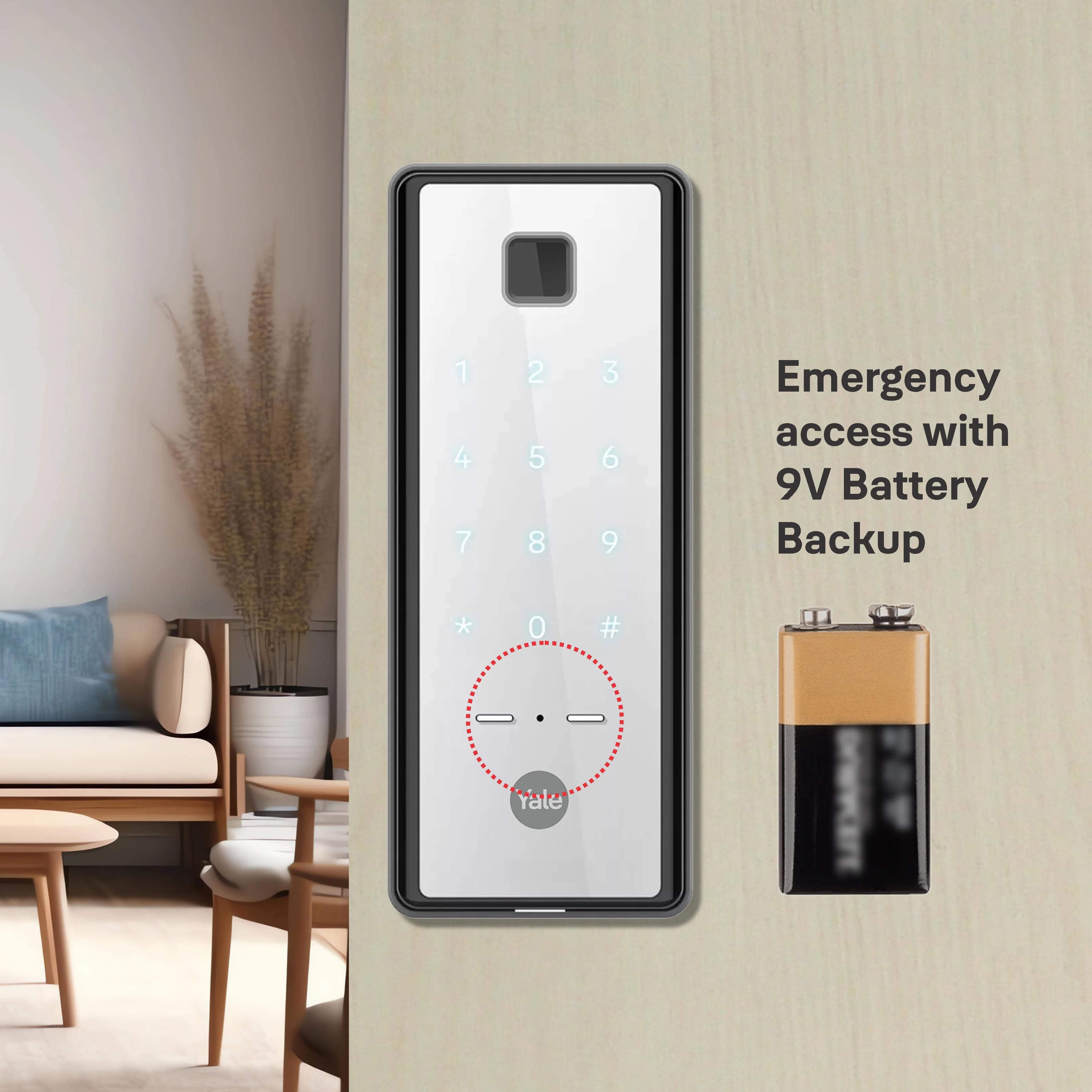 Yale Reflecta Digital Lock, Mirror finish with PIN and Fingerprint access - Image 5