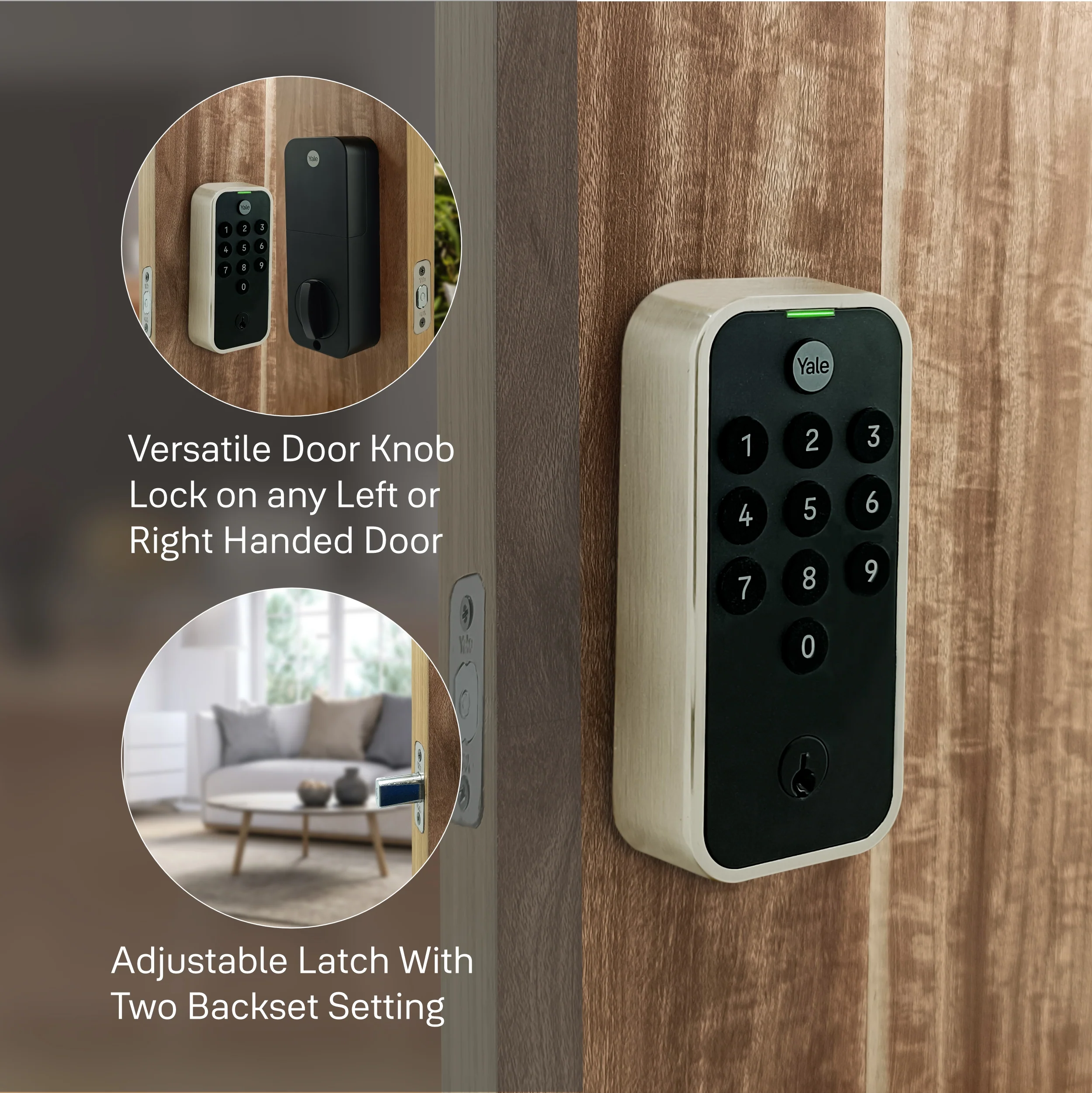 Yale TYE Digital Lock, Satin Nickel Finish, with PIN and Manual Key - Image 5