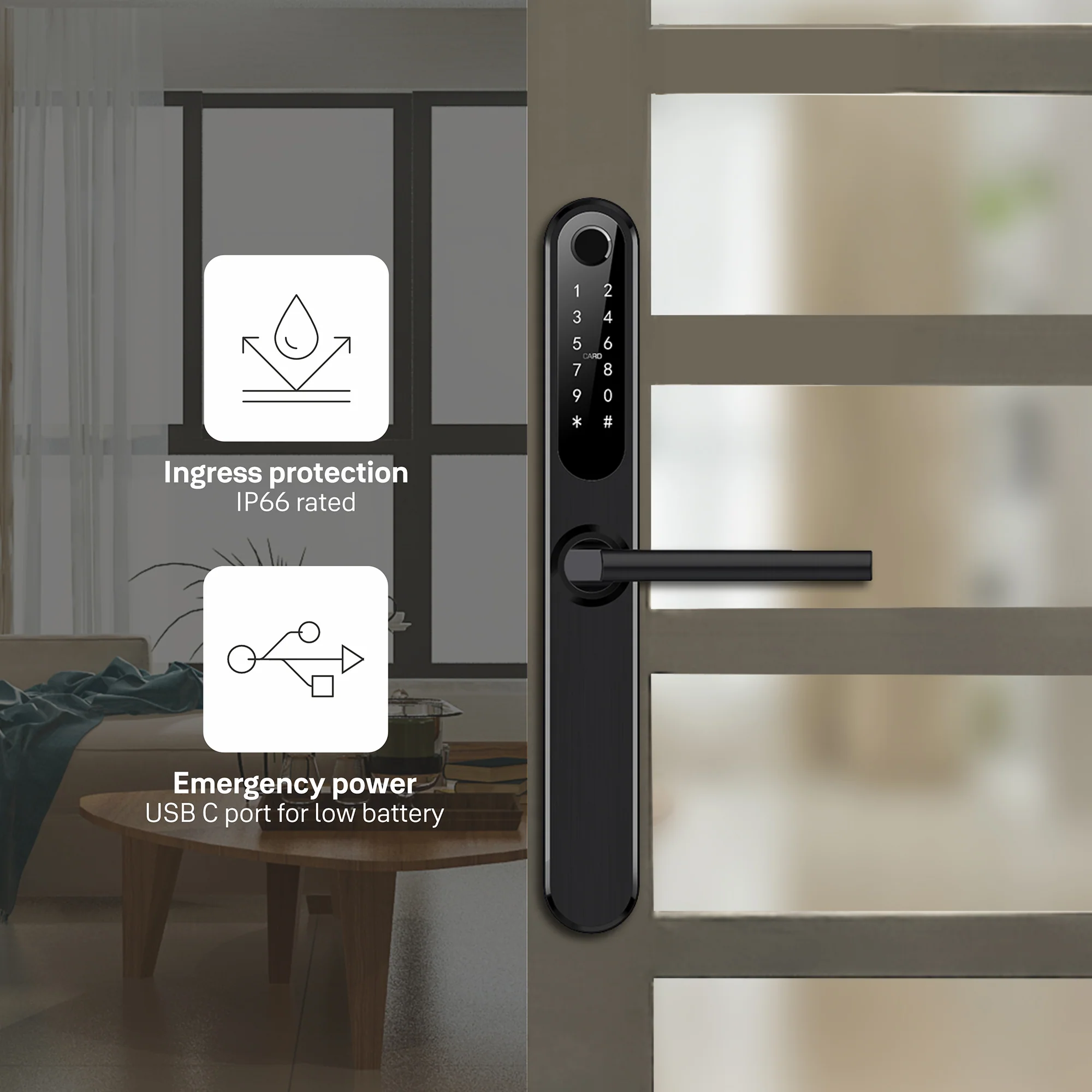 Yale YDAL-OD-BL Aluminium Profile Doors & Windows Digital Lock Suitable for Opening Door (Black) - Image 6