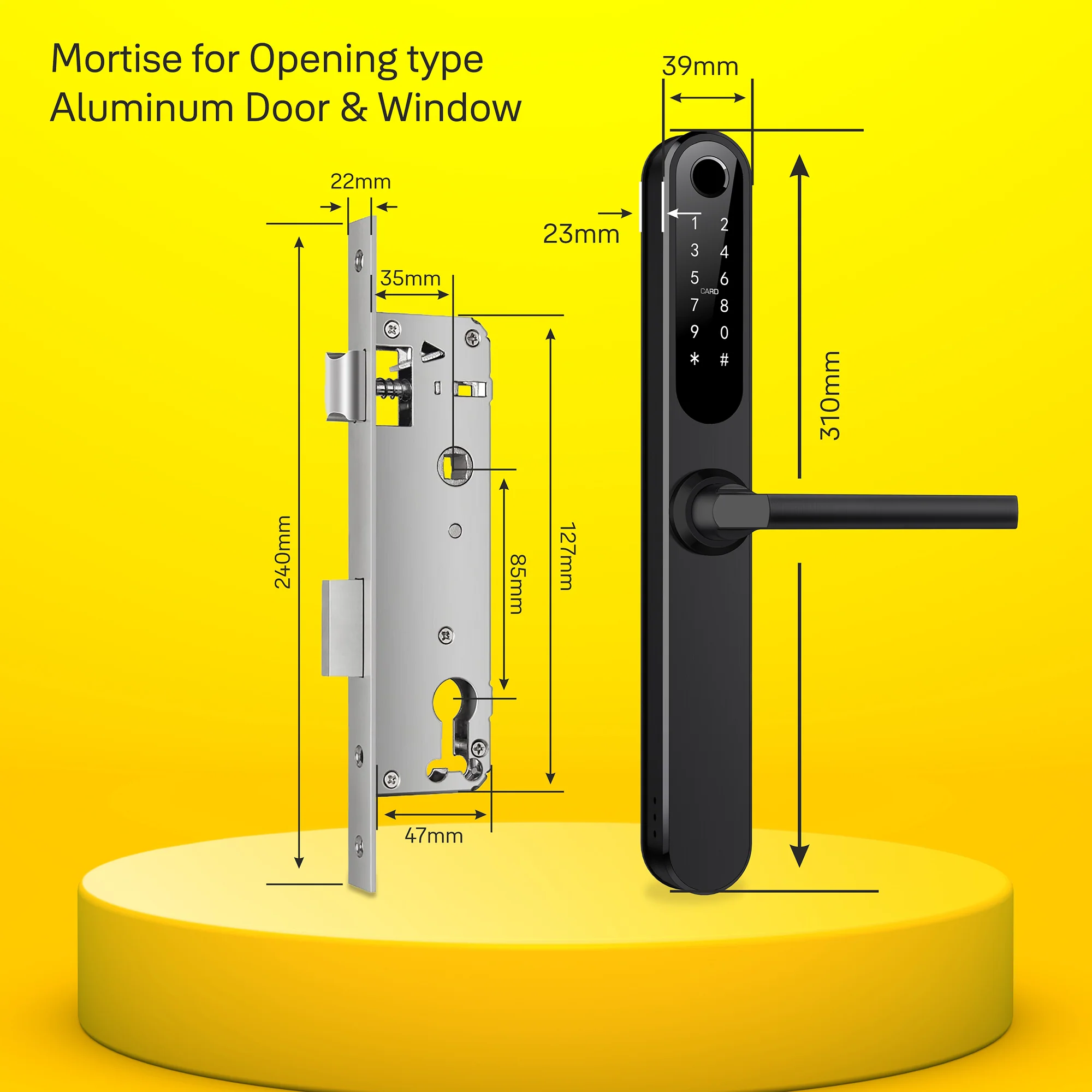Yale YDAL-OD-BL Aluminium Profile Doors & Windows Digital Lock Suitable for Opening Door (Black) - Image 8