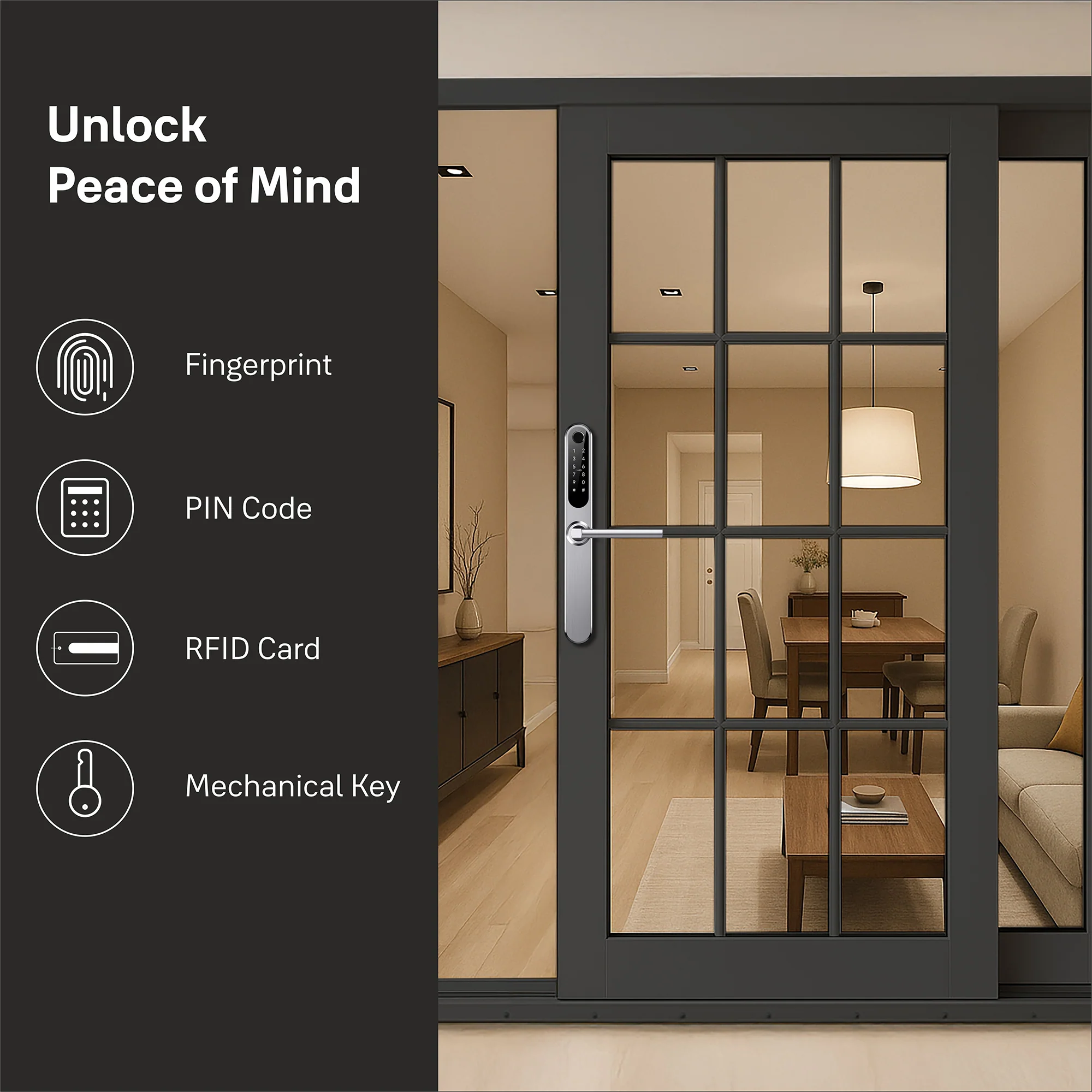 Yale YDAL-SD-SL Aluminium Profile Doors & Windows Digital fingerprint Lock, Suitable for Sliding Door (Silver) - Image 4