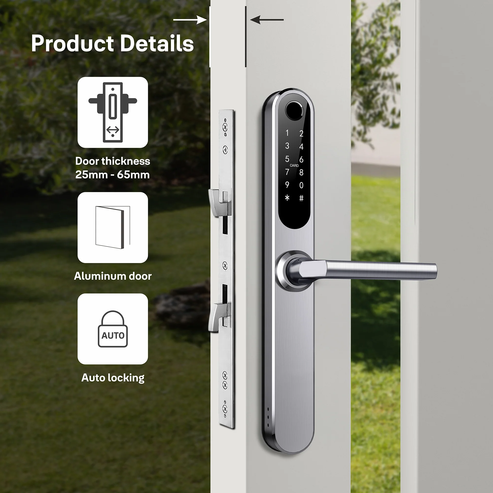Yale YDAL-SD-SL Aluminium Profile Doors & Windows Digital fingerprint Lock, Suitable for Sliding Door (Silver) - Image 5