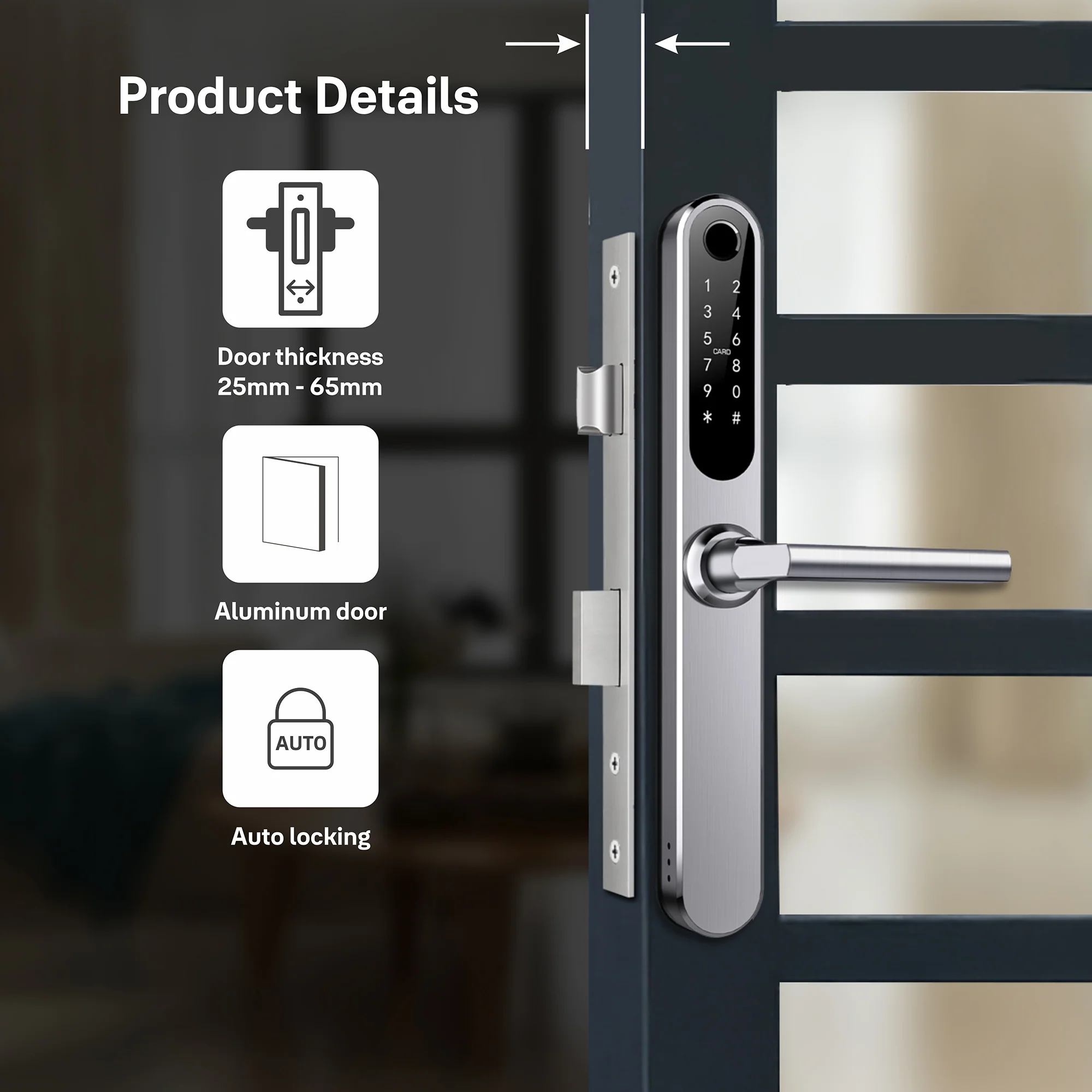 Yale YDAL-OD-SL Aluminium Profile Doors & Windows Digital Lock Suitable for Opening Door (Silver) - Image 5