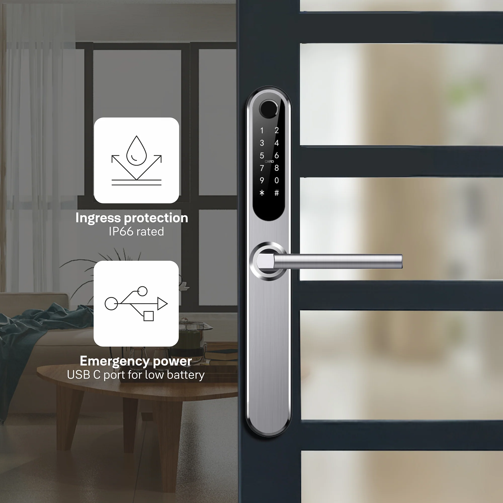 Yale YDAL-OD-SL Aluminium Profile Doors & Windows Digital Lock Suitable for Opening Door (Silver) - Image 6