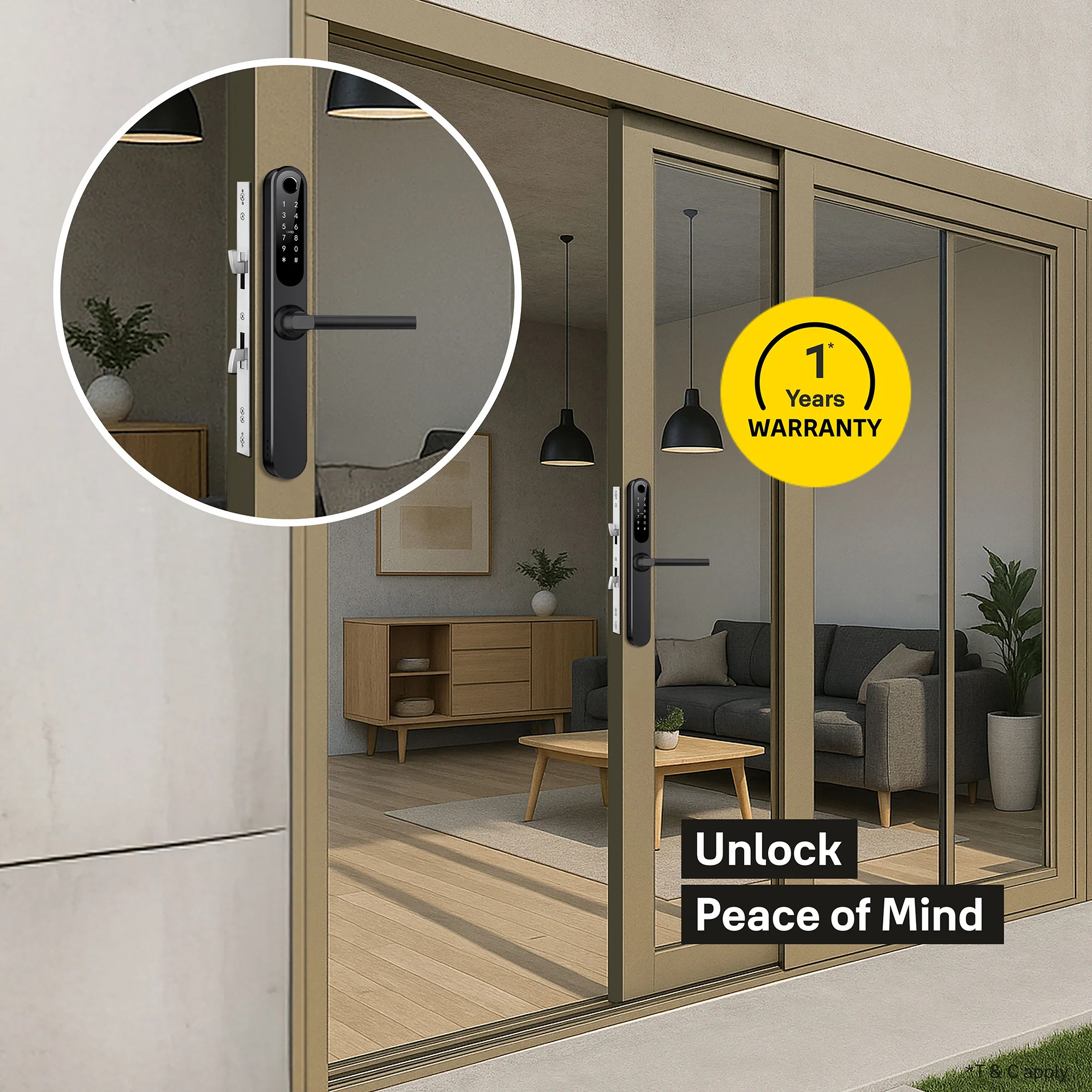 Yale YDAL-SD-BL Aluminium Profile Doors & Windows Digital Lock Suitable for Sliding Door (Black) - Image 3
