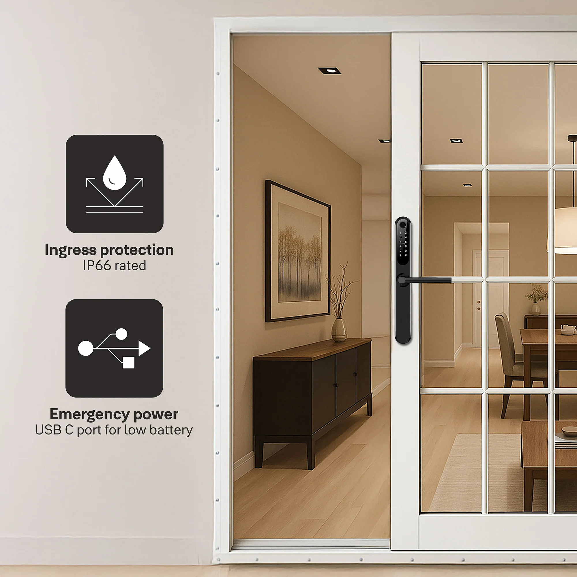 Yale YDAL-SD-BL Aluminium Profile Doors & Windows Digital Lock Suitable for Sliding Door (Black) - Image 7